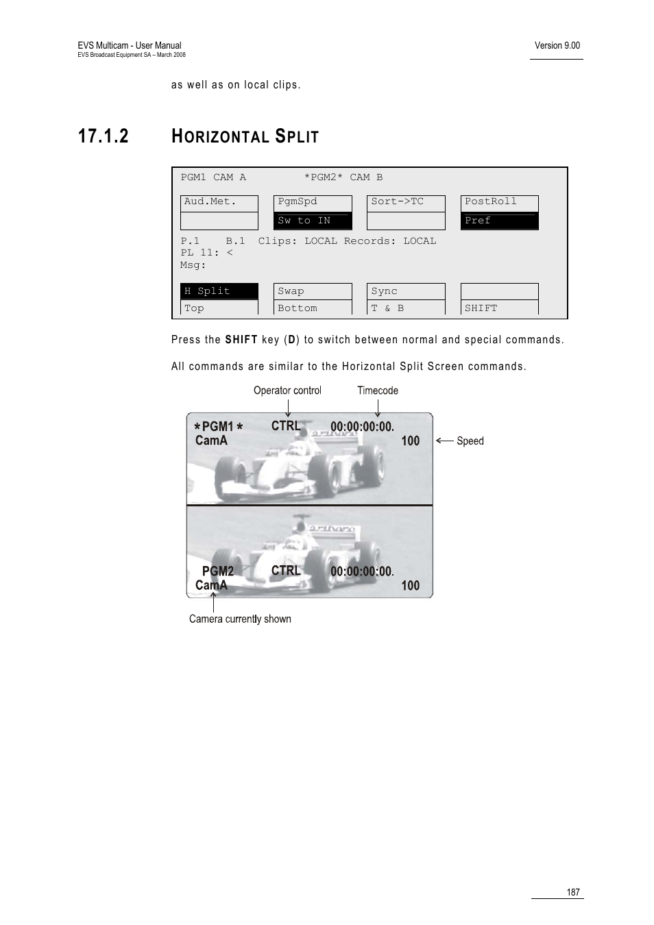 2 horizontal split, Orizontal, Plit | EVS MulticamLSM Version 9.00 - March 2008 User's Manual User Manual | Page 196 / 201
