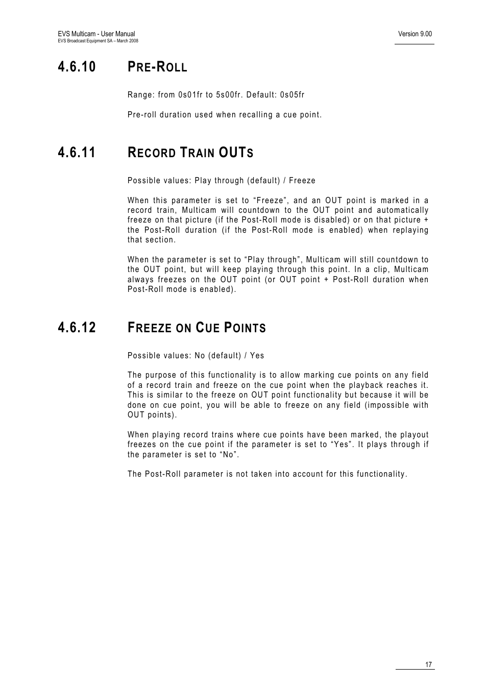10 pre-roll, 11 record train outs, 12 freeze on cue points | 10 p, 11 r, 12 f | EVS MulticamLSM Version 9.00 - March 2008 User's Manual User Manual | Page 26 / 201