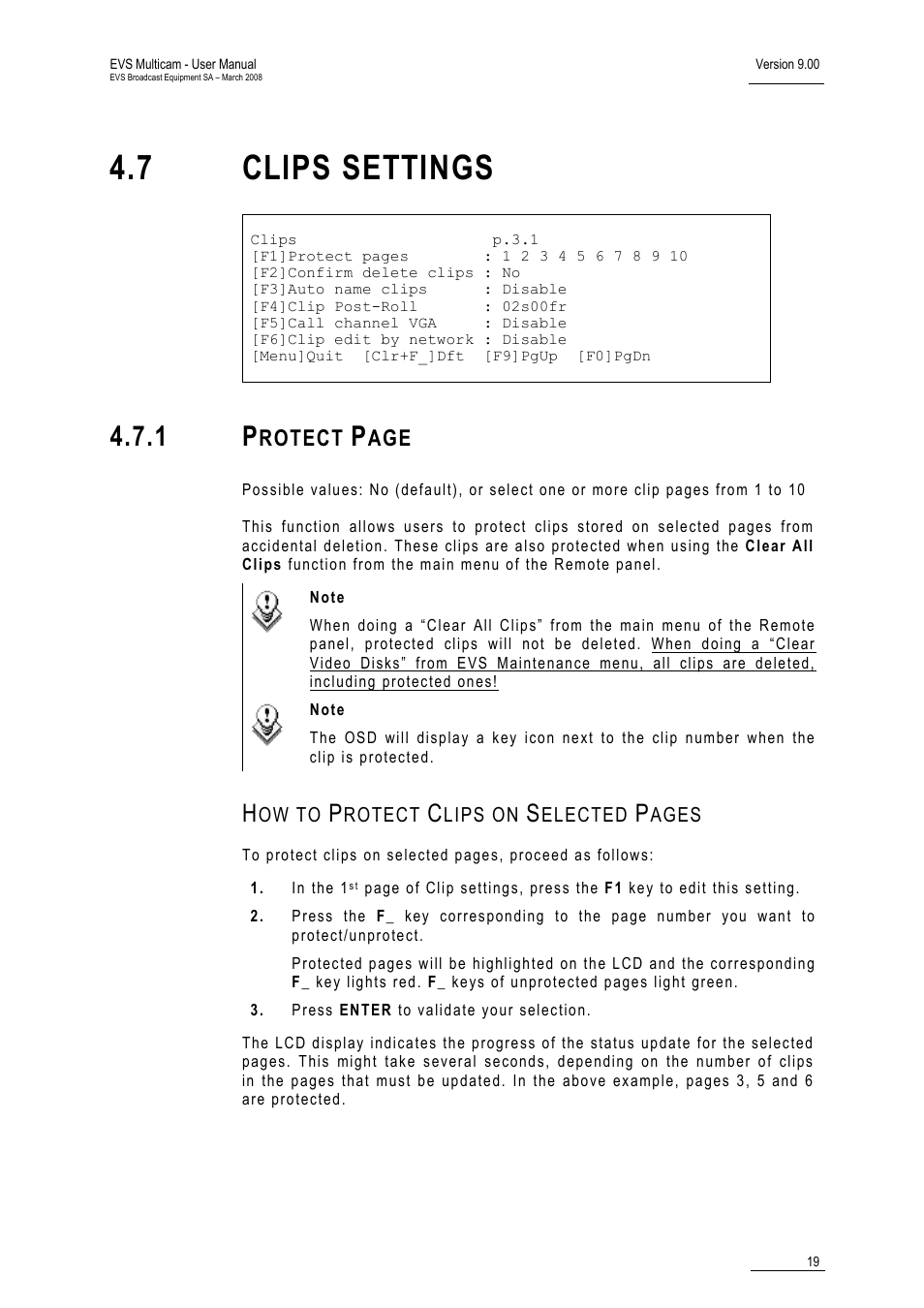 7 clips settings, Rotect | EVS MulticamLSM Version 9.00 - March 2008 User's Manual User Manual | Page 28 / 201