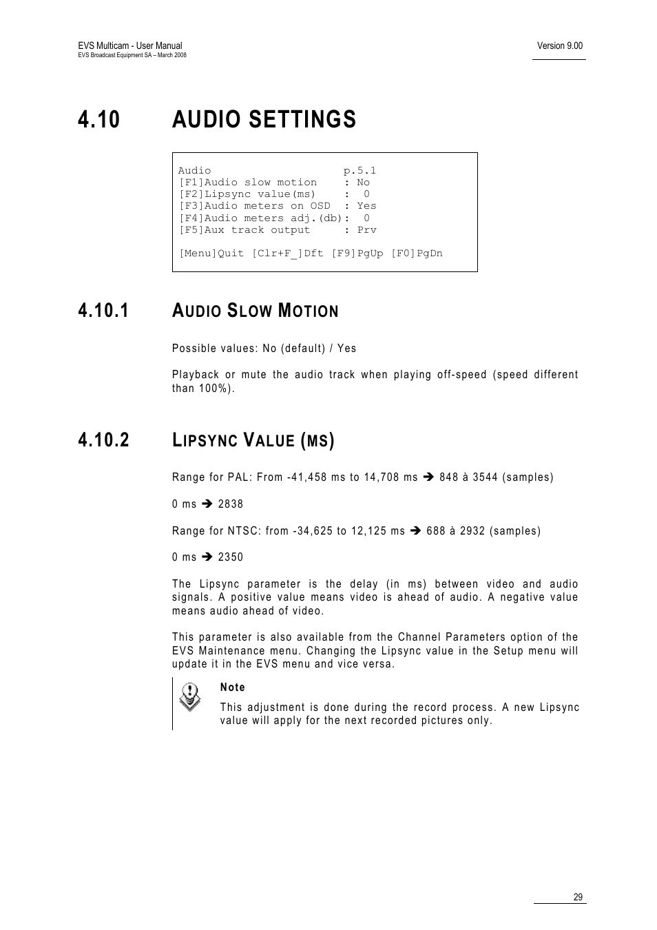 1 audio slow motion, 2 lipsync value (ms), 10 audio settings | EVS MulticamLSM Version 9.00 - March 2008 User's Manual User Manual | Page 38 / 201