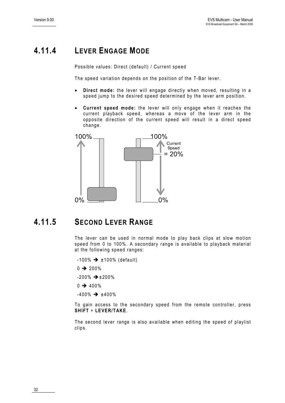 4 lever engage mode, 5 second lever range, Ever | Ngage, Econd, Ange | EVS MulticamLSM Version 9.00 - March 2008 User's Manual User Manual | Page 41 / 201
