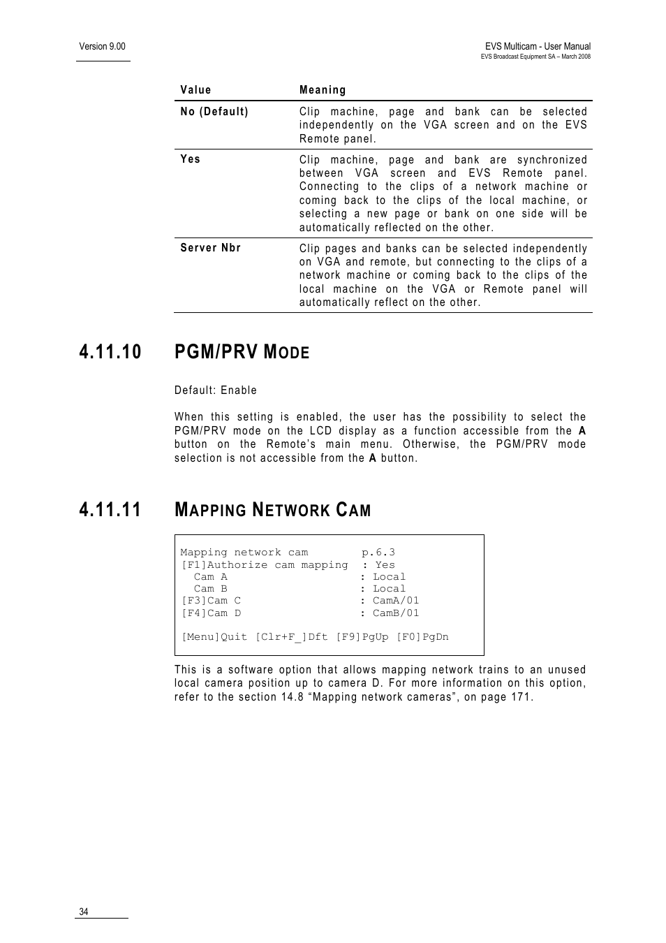 10 pgm/prv mode, 11 mapping network cam, Mode | 10 pgm/prv, 11 m, Apping, Etwork | EVS MulticamLSM Version 9.00 - March 2008 User's Manual User Manual | Page 43 / 201