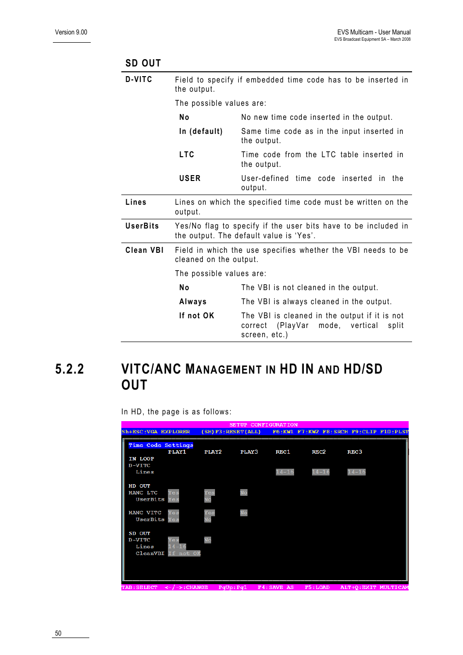 2 vitc/anc management in hd in and hd/sd out, 2 vitc/anc, Hd/sd | Anagement in | EVS MulticamLSM Version 9.00 - March 2008 User's Manual User Manual | Page 59 / 201