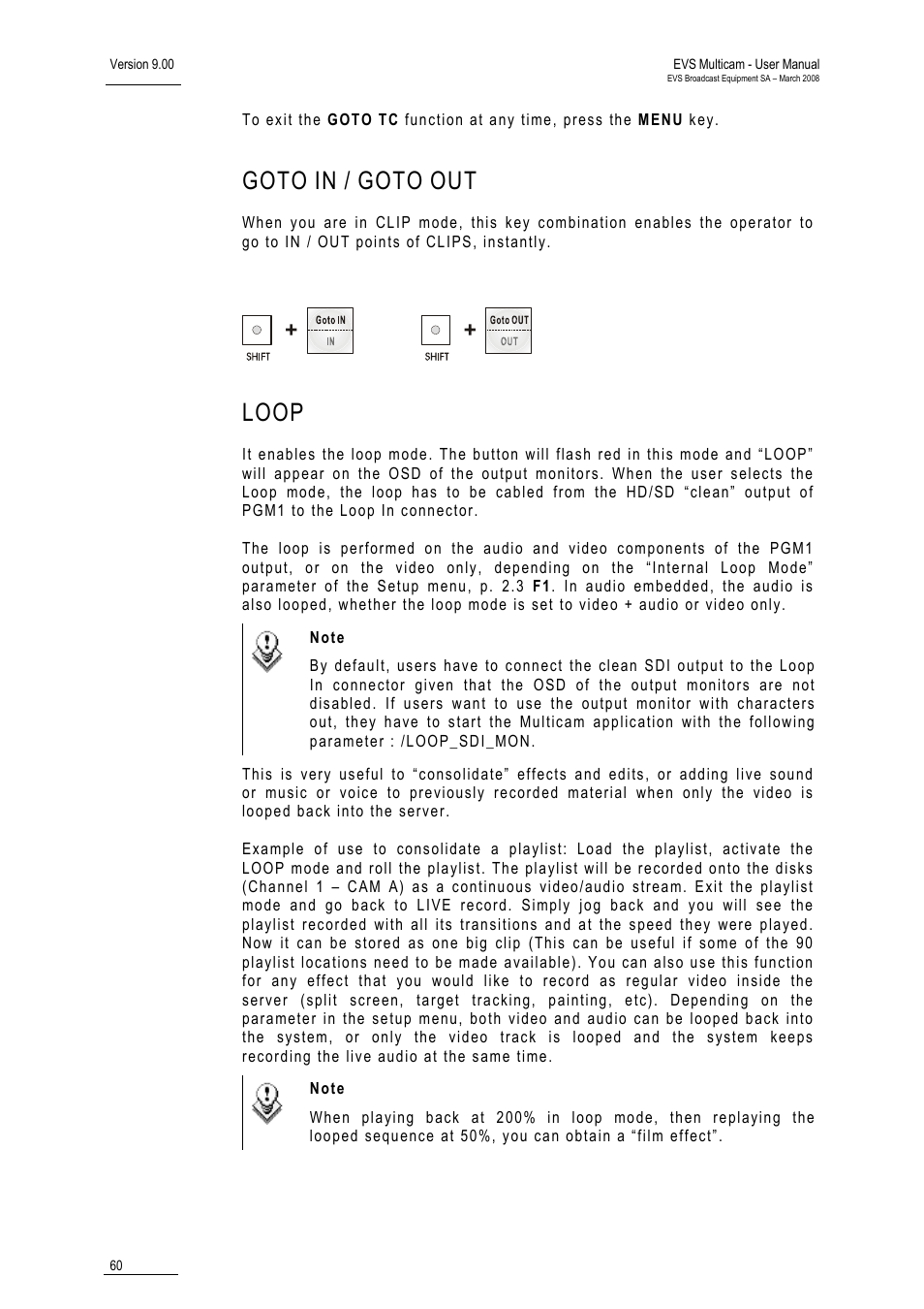 Goto in / goto out, Loop, Goto | EVS MulticamLSM Version 9.00 - March 2008 User's Manual User Manual | Page 69 / 201