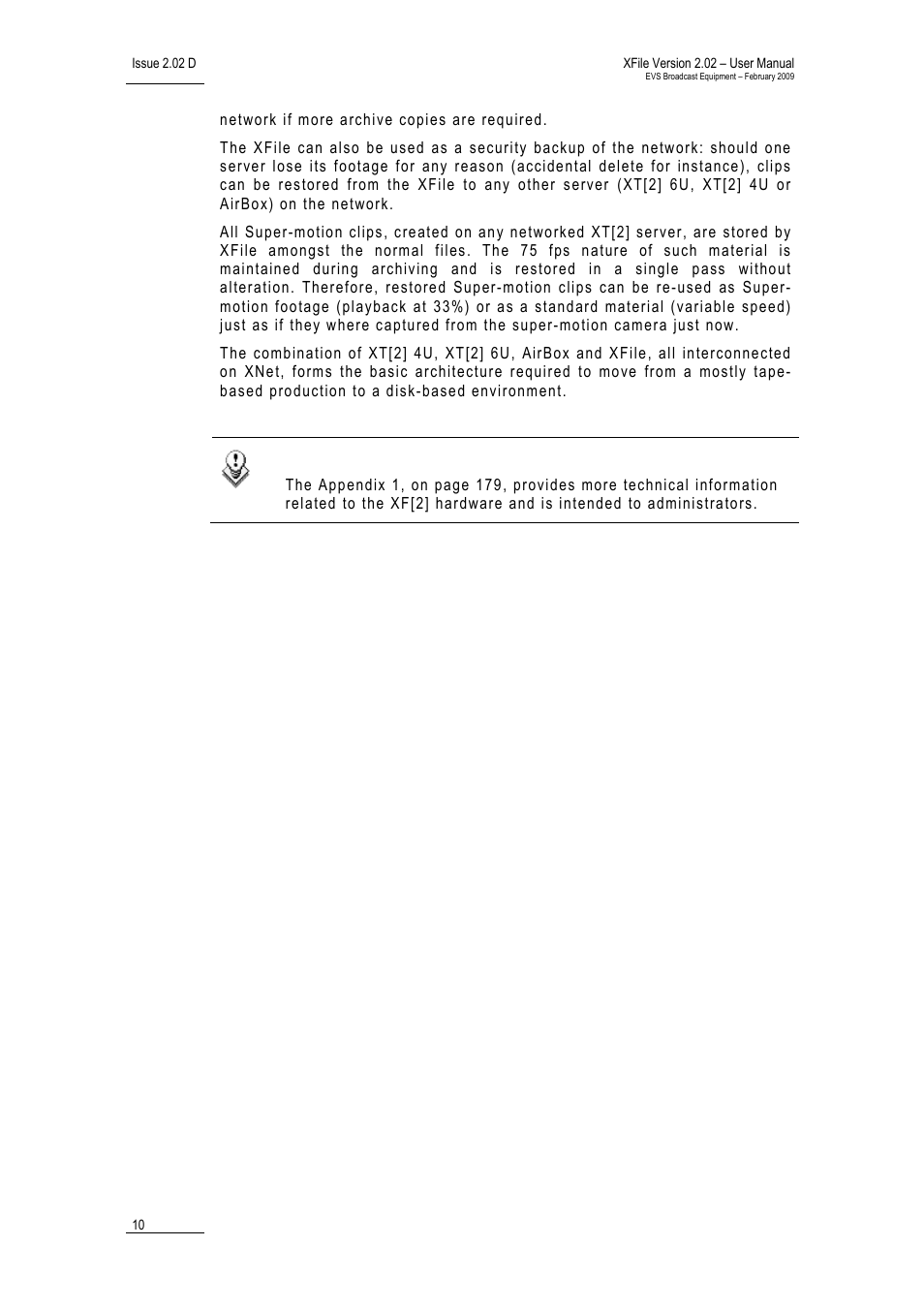 EVS Xfile Version 2.02 - February 2009 User Manual User Manual | Page 11 / 189