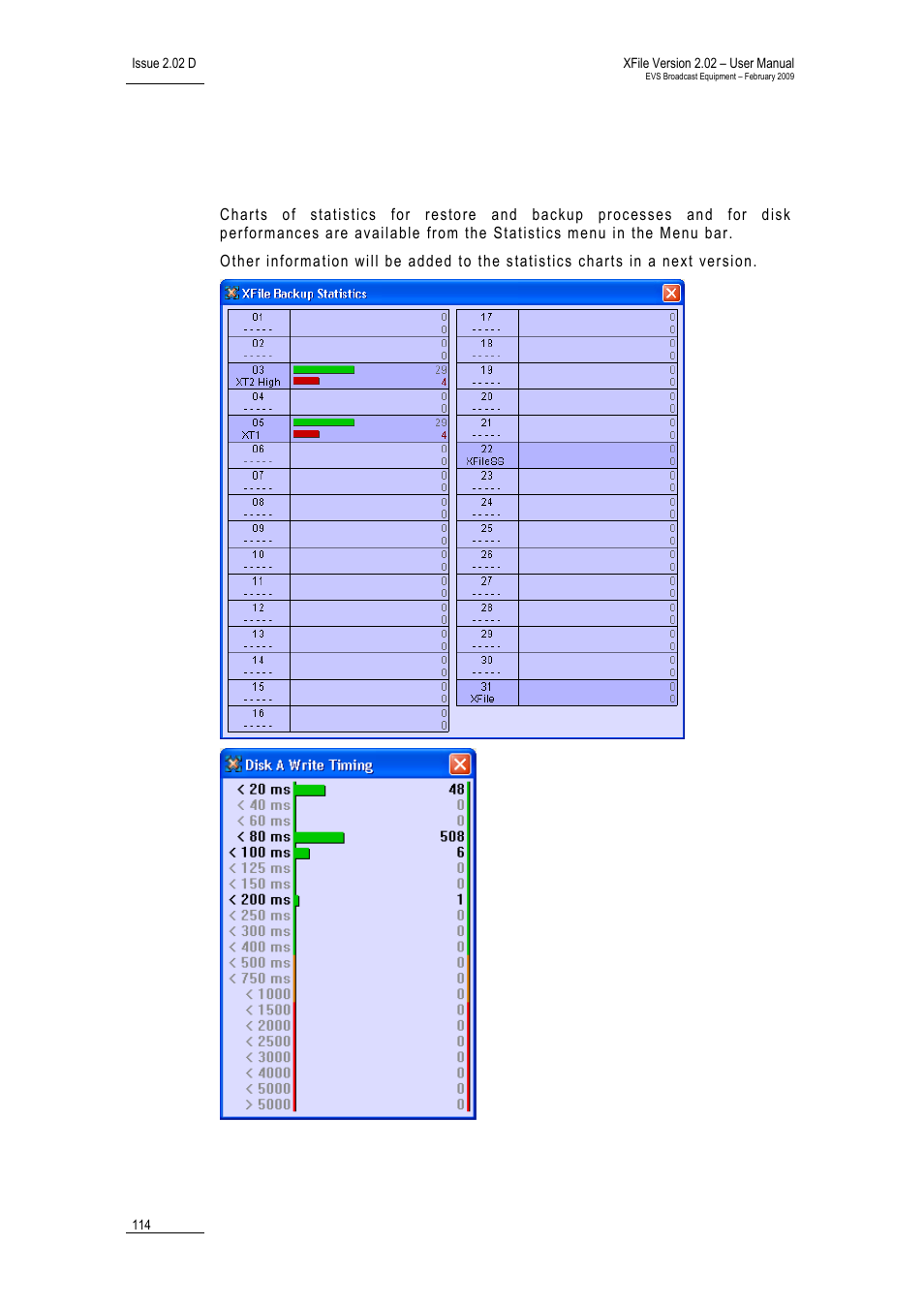 14 statistics | EVS Xfile Version 2.02 - February 2009 User Manual User Manual | Page 115 / 189