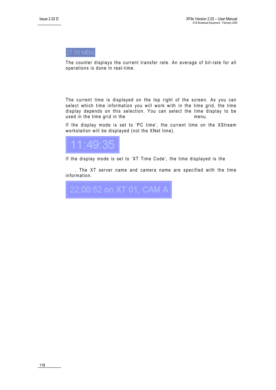 3 transfer rate, 4 time, Ransfer | EVS Xfile Version 2.02 - February 2009 User Manual User Manual | Page 119 / 189