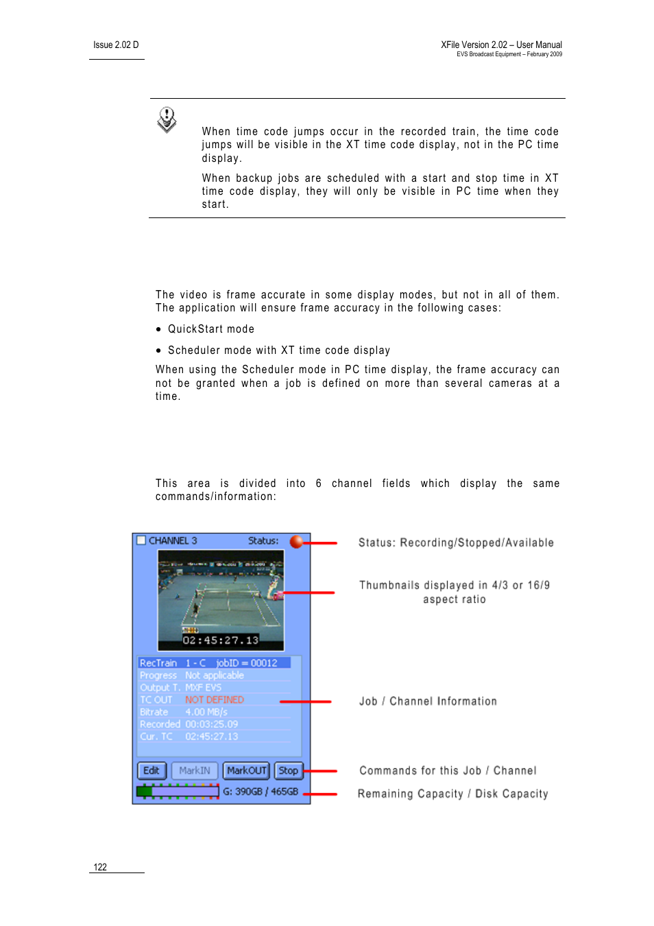 Frame accuracy depending on the display mode, 4 channels area | EVS Xfile Version 2.02 - February 2009 User Manual User Manual | Page 123 / 189