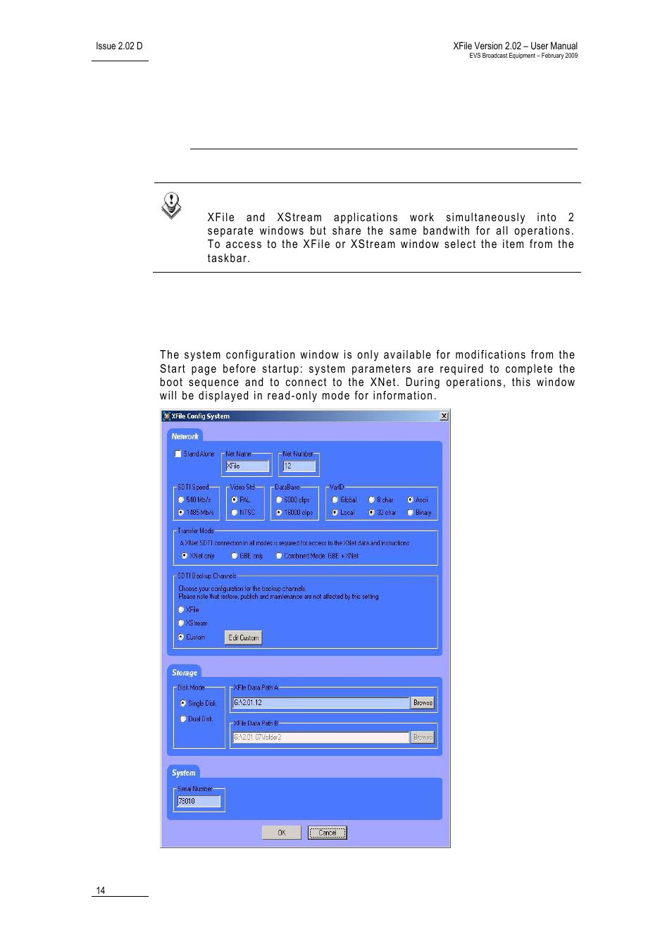 Xfile module, 1 system configuration | EVS Xfile Version 2.02 - February 2009 User Manual User Manual | Page 15 / 189