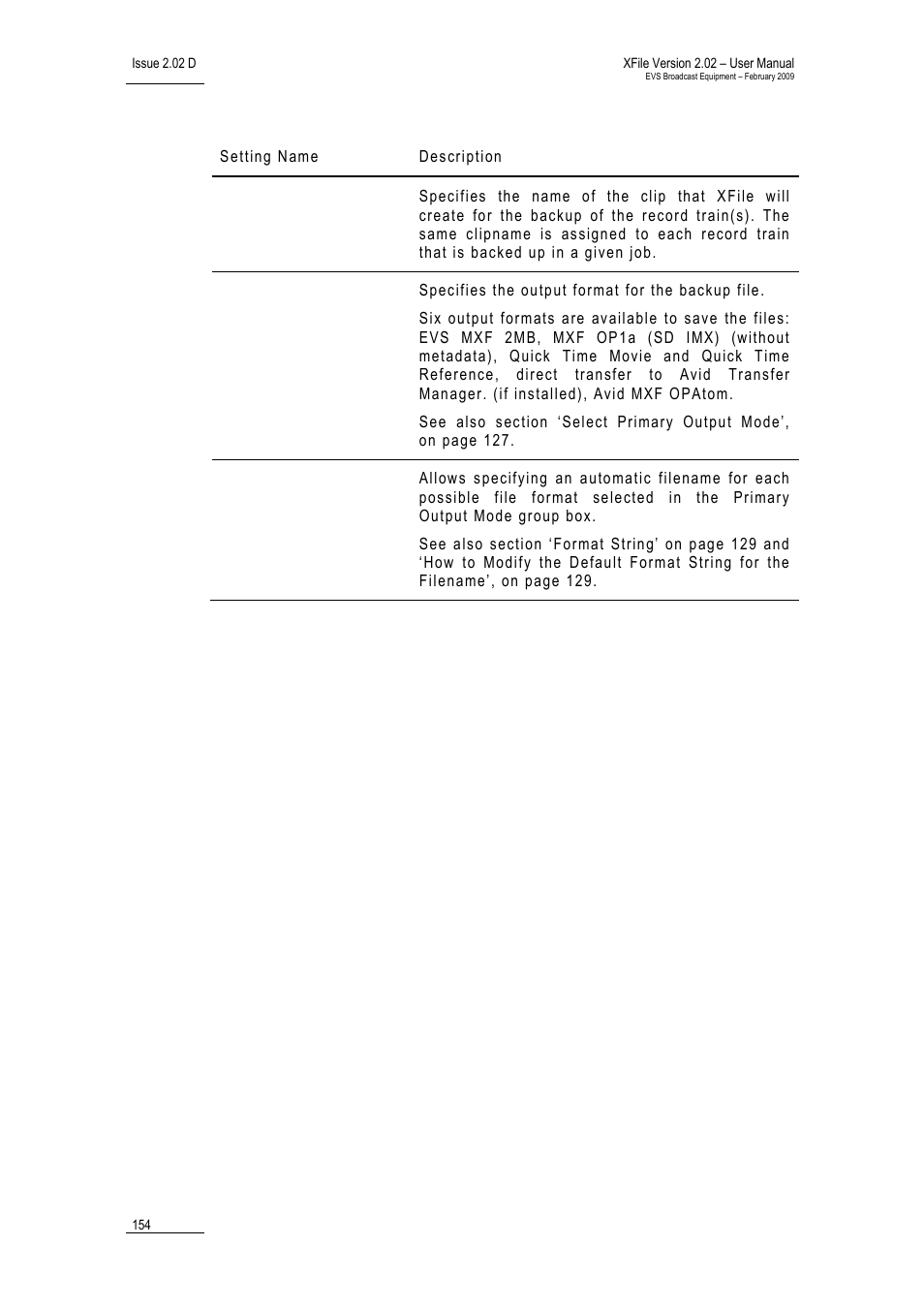 EVS Xfile Version 2.02 - February 2009 User Manual User Manual | Page 155 / 189