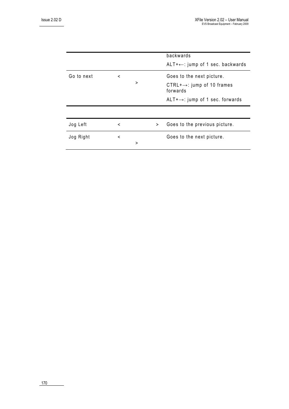 EVS Xfile Version 2.02 - February 2009 User Manual User Manual | Page 171 / 189