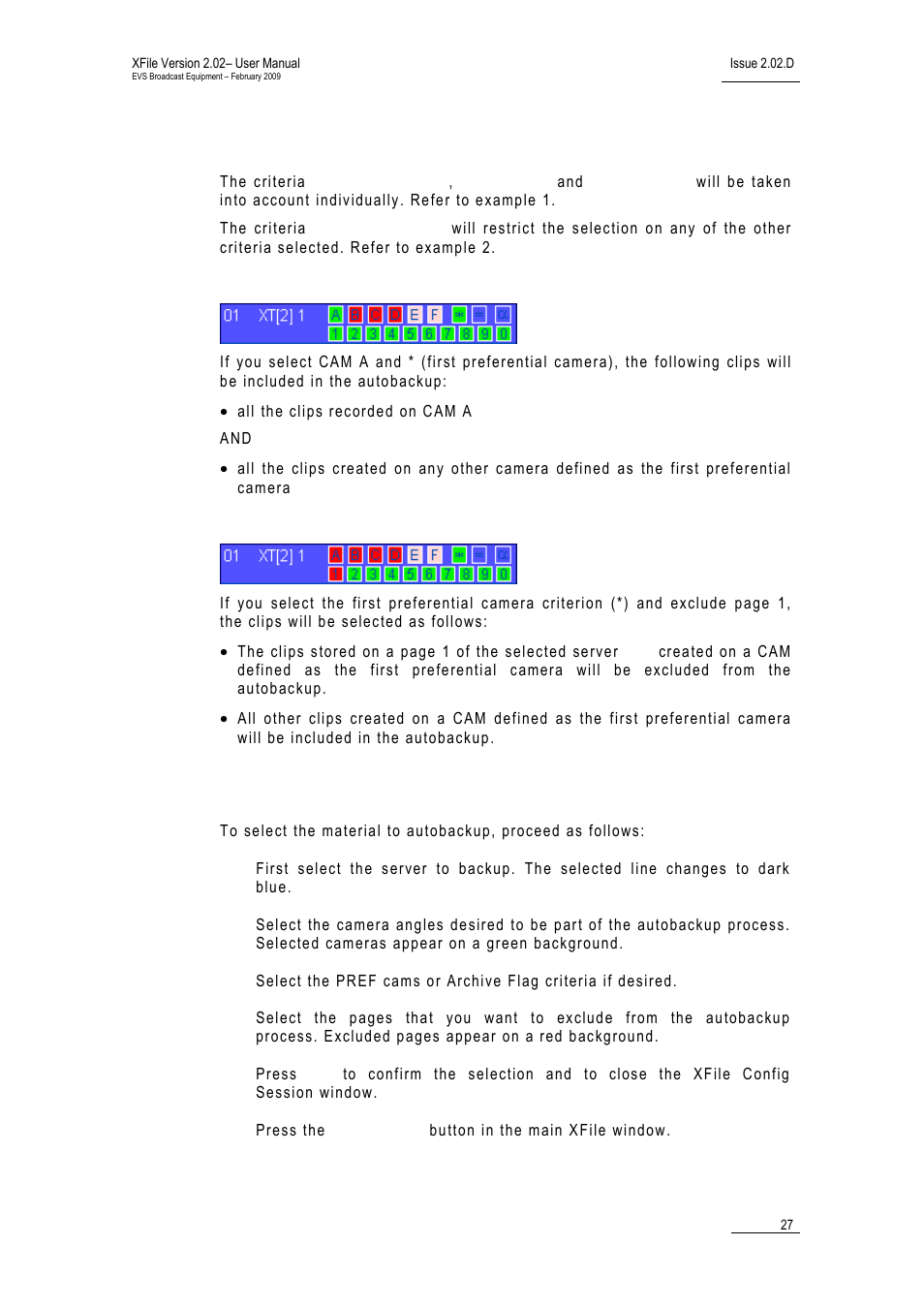 Criteria combination, Example 1, Example 2 | How to select the material to autobackup | EVS Xfile Version 2.02 - February 2009 User Manual User Manual | Page 28 / 189