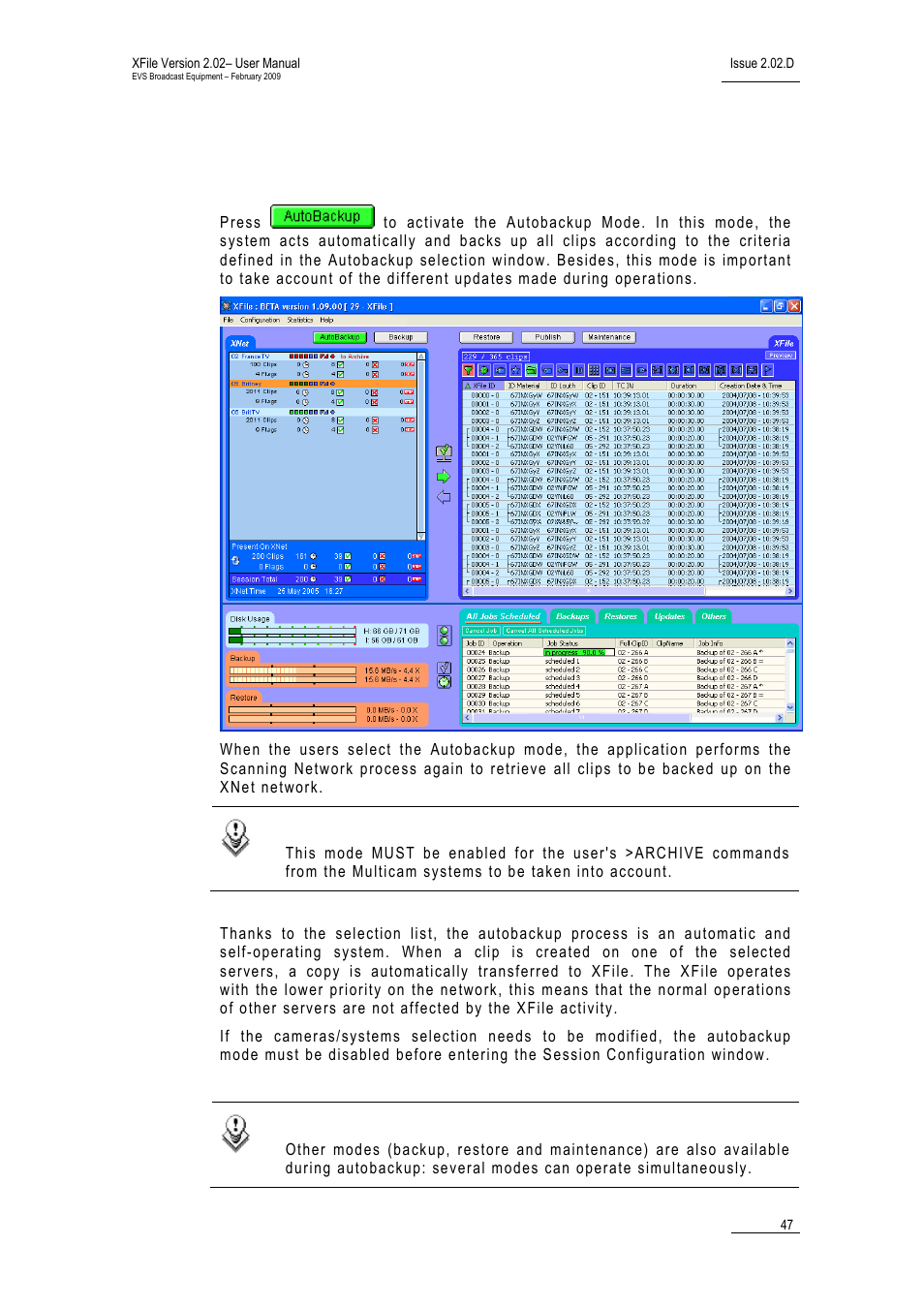 4 autobackup mode | EVS Xfile Version 2.02 - February 2009 User Manual User Manual | Page 48 / 189