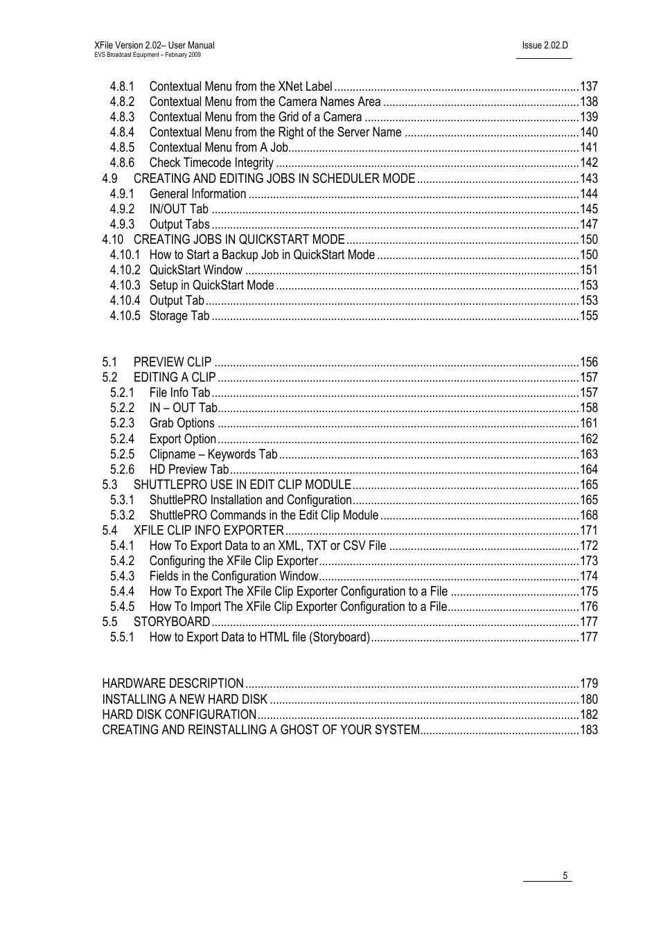 External modules, Appendix 1: xf[2] hardware, Regional contacts | EVS Xfile Version 2.02 - February 2009 User Manual User Manual | Page 6 / 189
