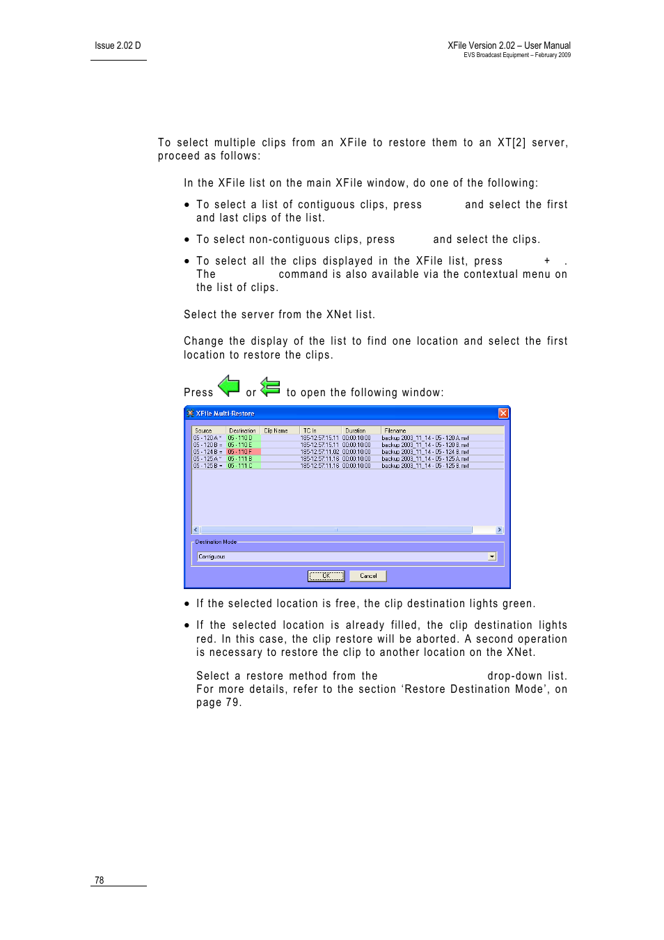 2 how to perform a multi-selection for restore, Ow to, Erform a | Ulti, Election for, Estore | EVS Xfile Version 2.02 - February 2009 User Manual User Manual | Page 79 / 189