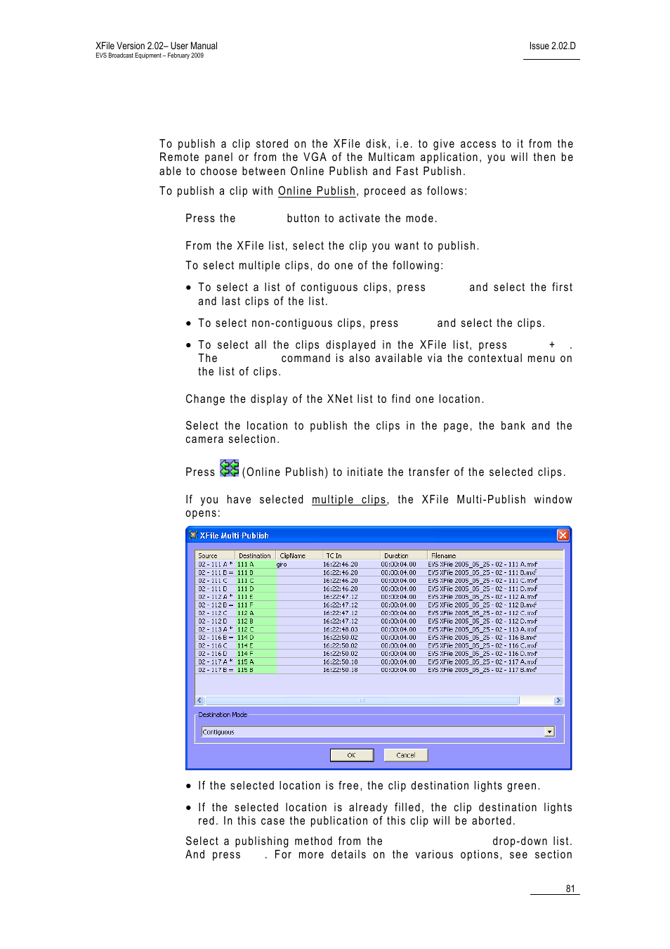 2 how to publish clips, Ow to, Ublish | Lips | EVS Xfile Version 2.02 - February 2009 User Manual User Manual | Page 82 / 189