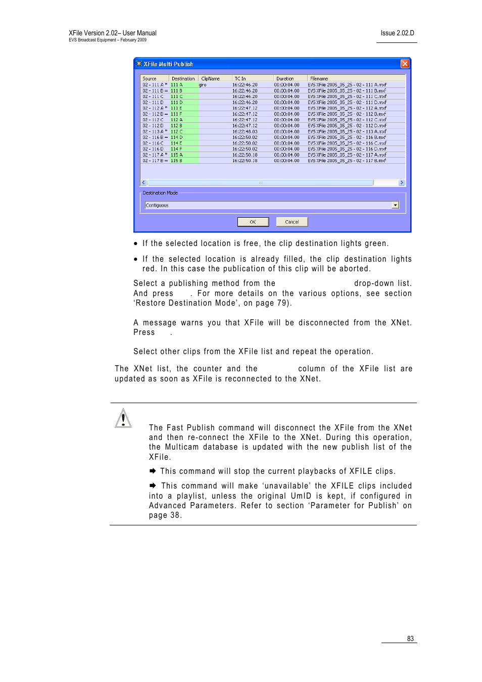 EVS Xfile Version 2.02 - February 2009 User Manual User Manual | Page 84 / 189
