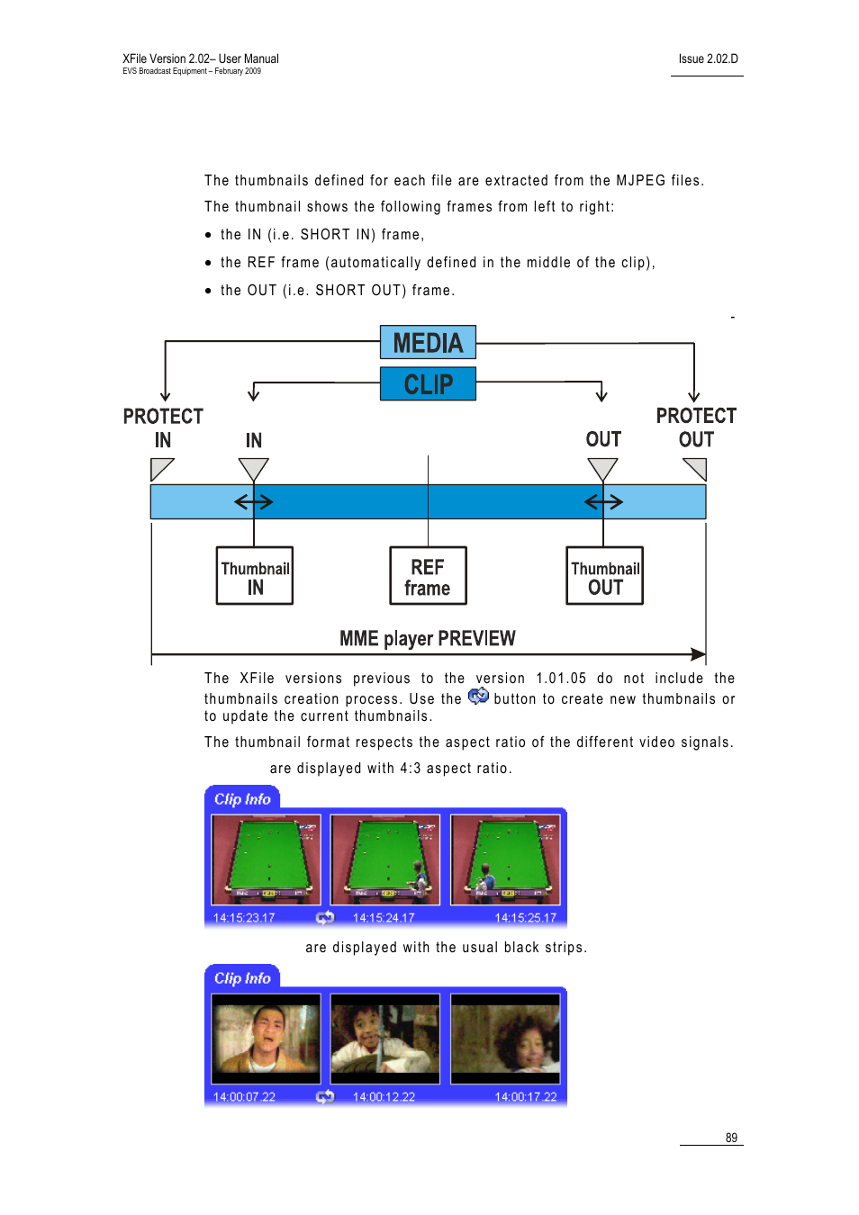 Thumbnails, Humbnails | EVS Xfile Version 2.02 - February 2009 User Manual User Manual | Page 90 / 189