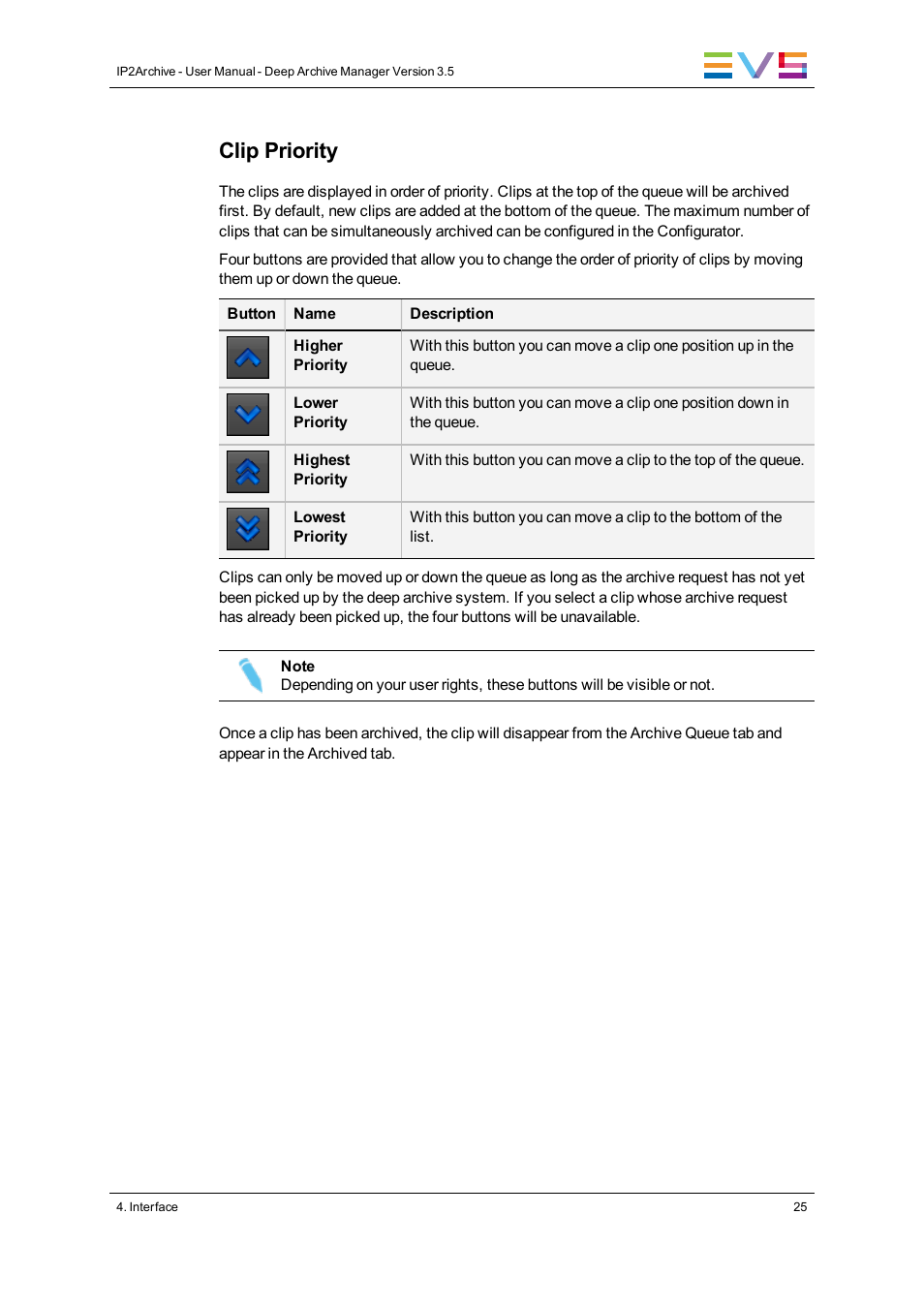 Clip priority | EVS IP2Archive Deep Archive Manager Version 3.5 - July 2013 User Manual User Manual | Page 33 / 113