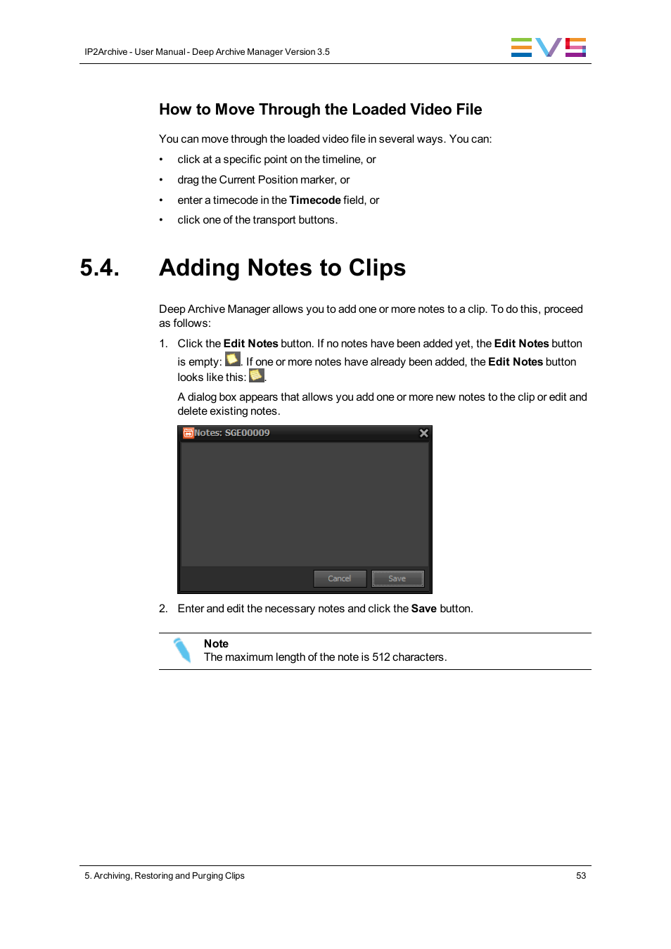 Adding notes to clips, How to move through the loaded video file | EVS IP2Archive Deep Archive Manager Version 3.5 - July 2013 User Manual User Manual | Page 61 / 113