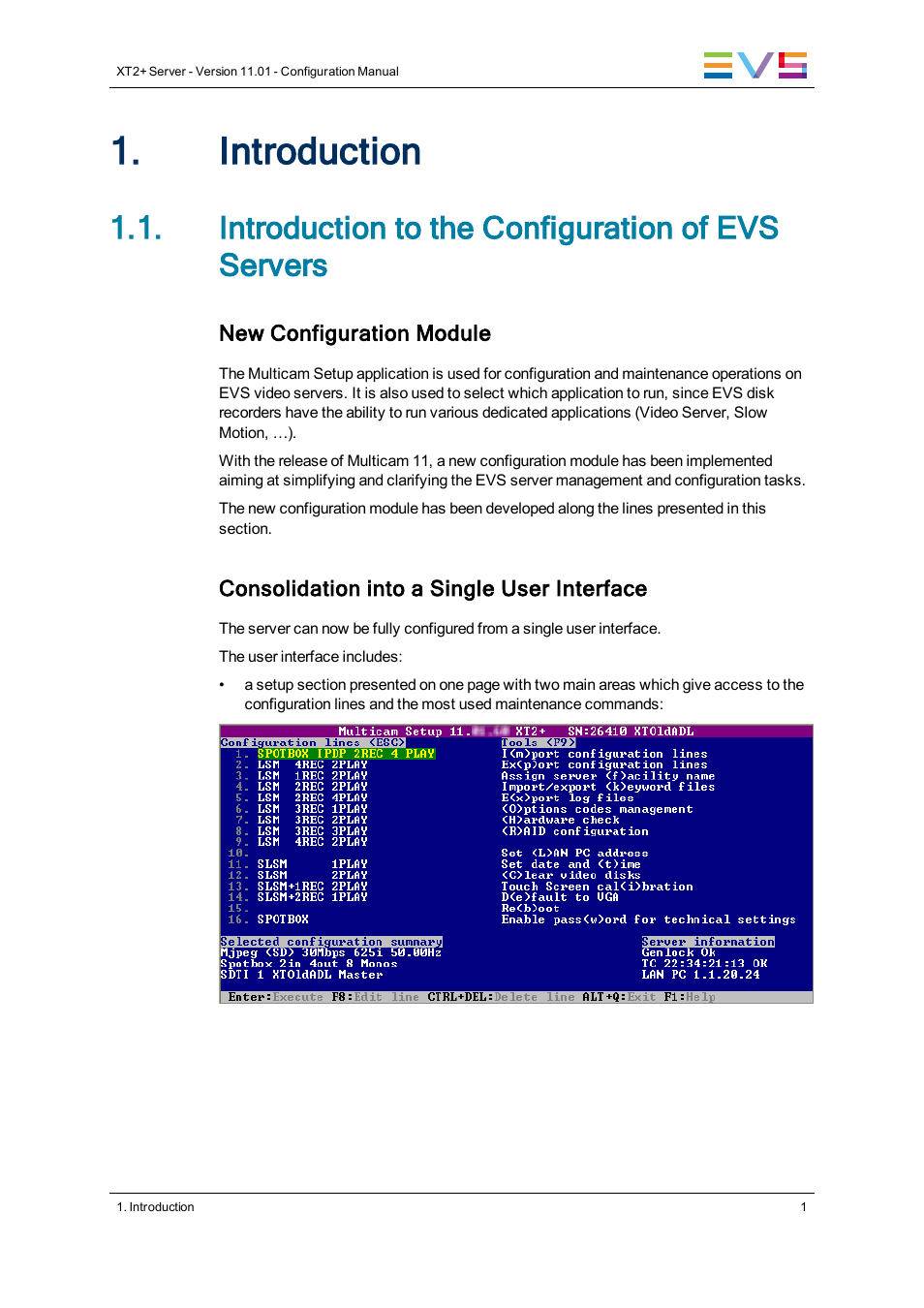 Introduction, Introduction to the configuration of evs servers | EVS XT2 Version 11.01 - November 2012 Configuration Manual User Manual | Page 11 / 234