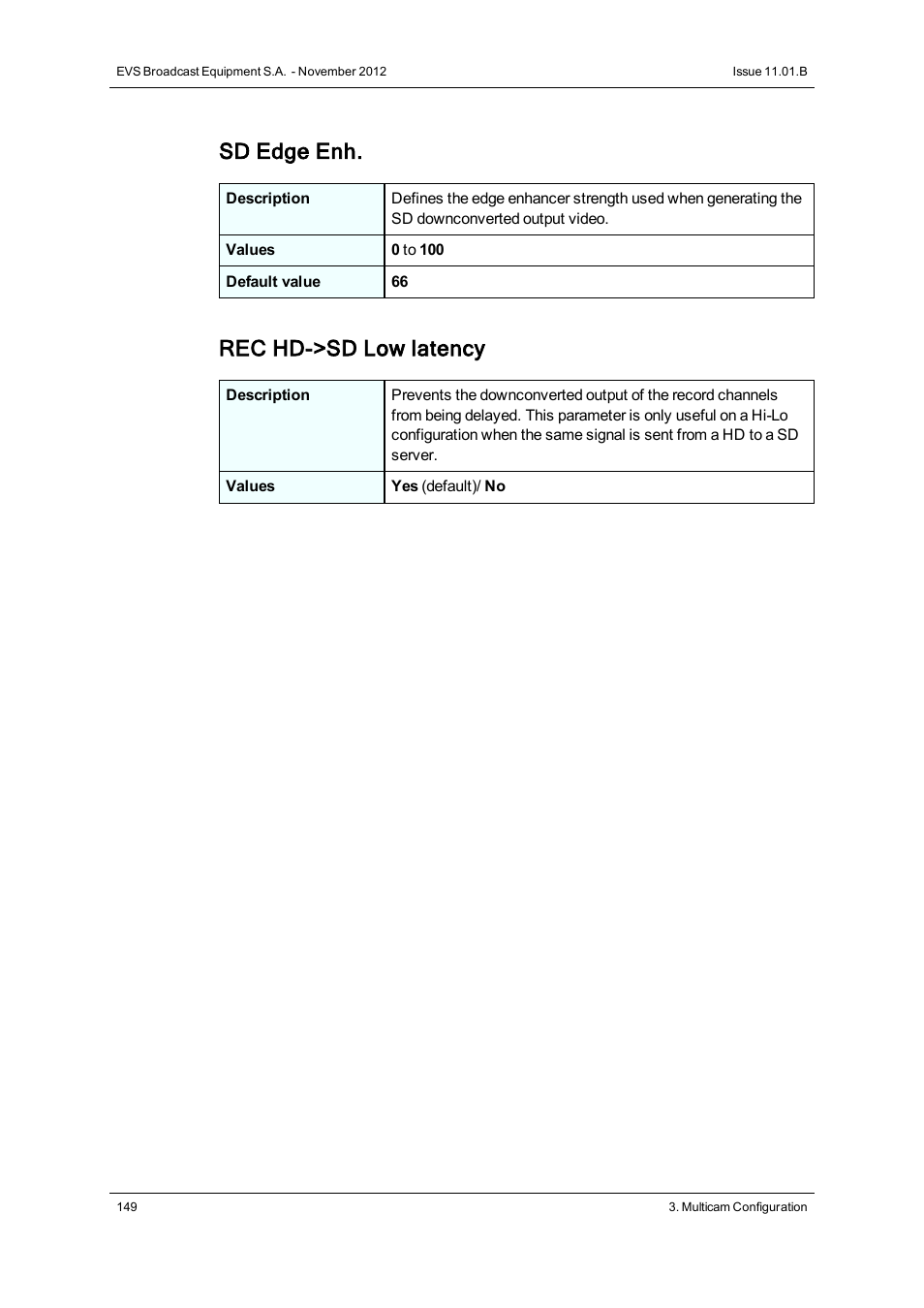 Sd edge enh, Rec hd->sd low latency | EVS XT2 Version 11.01 - November 2012 Configuration Manual User Manual | Page 159 / 234