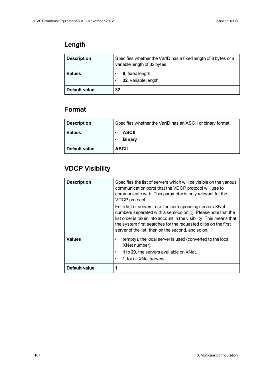 Length, Format, Vdcp visibility | EVS XT2 Version 11.01 - November 2012 Configuration Manual User Manual | Page 177 / 234