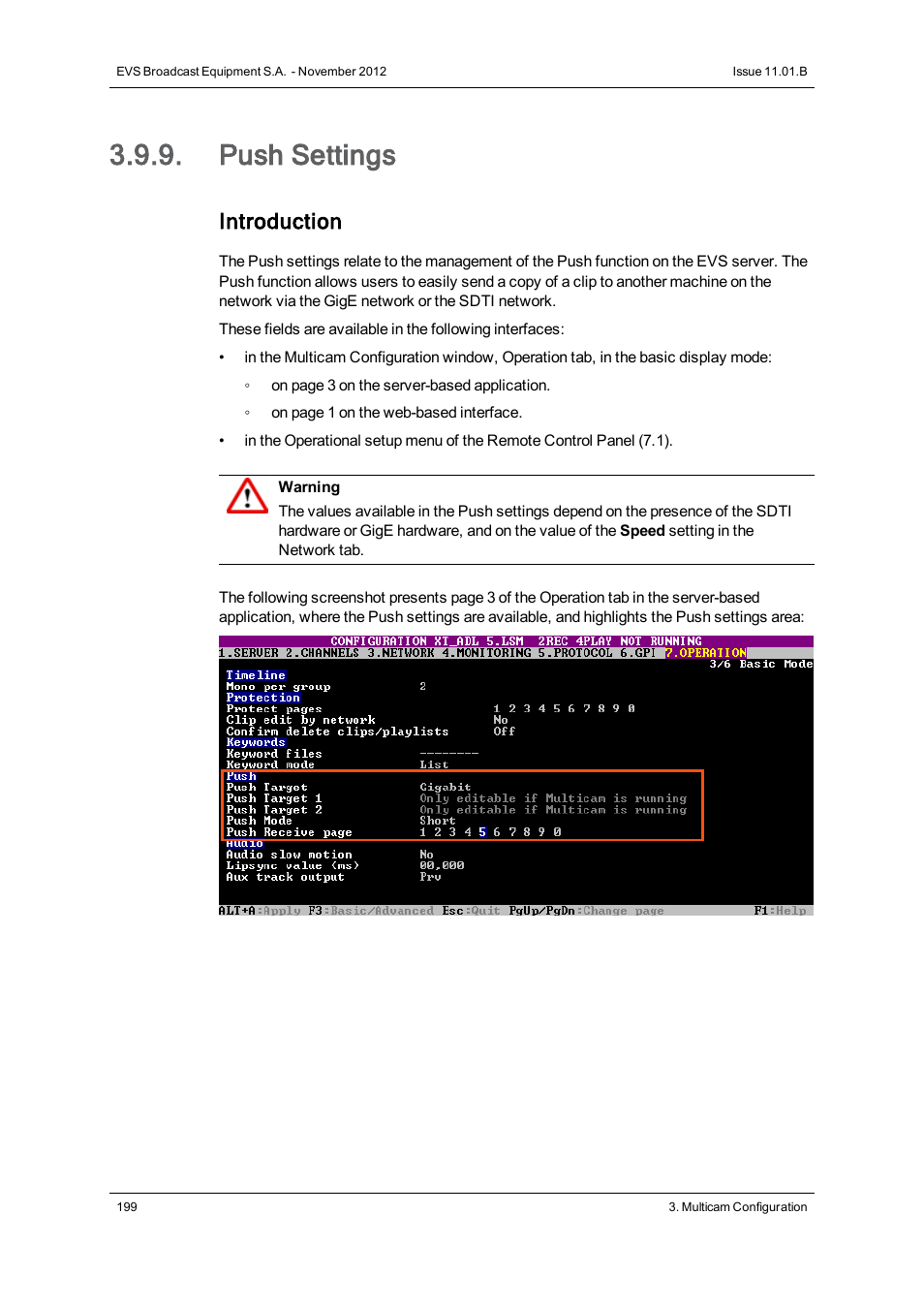 Push settings, Introduction | EVS XT2 Version 11.01 - November 2012 Configuration Manual User Manual | Page 209 / 234
