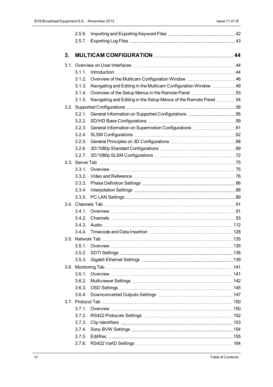 EVS XT2 Version 11.01 - November 2012 Configuration Manual User Manual | Page 6 / 234
