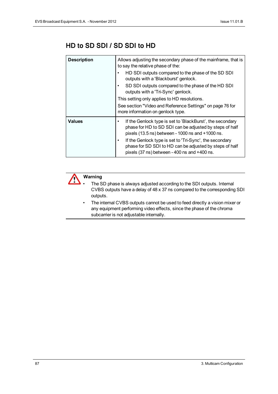 Hd to sd sdi / sd sdi to hd | EVS XT2 Version 11.01 - November 2012 Configuration Manual User Manual | Page 97 / 234