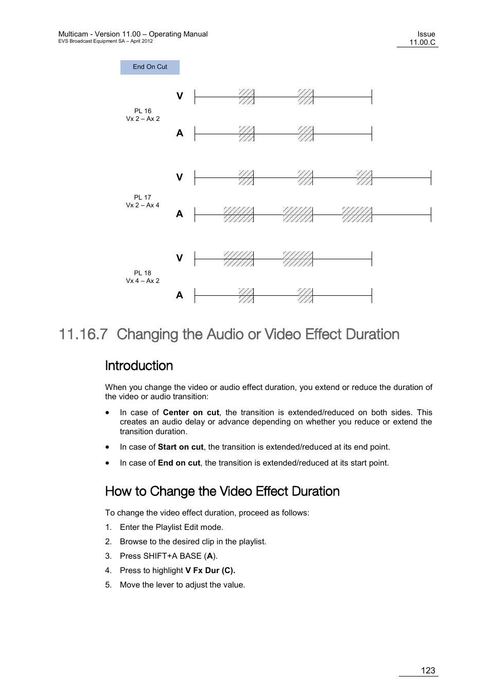 Changing the audio or video effect duration, Introduction, How to change the video effect duration | 7 changing the audio or video effect duration | EVS MulticamLSM Version 11.00 Operating Manual User Manual | Page 133 / 199