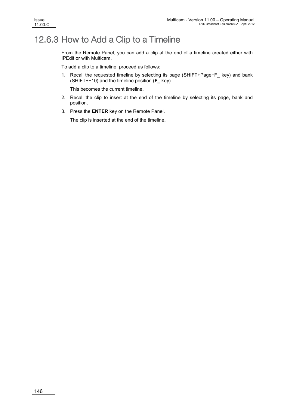 How to add a clip to a timeline, 3 how to add a clip to a timeline | EVS MulticamLSM Version 11.00 Operating Manual User Manual | Page 156 / 199