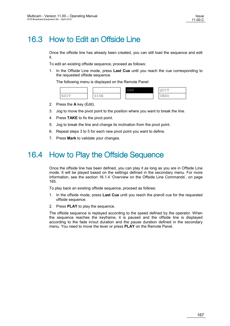 How to edit an offside line, How to play the offside sequence, 3 how to edit an offside line | 4 how to play the offside sequence | EVS MulticamLSM Version 11.00 Operating Manual User Manual | Page 177 / 199