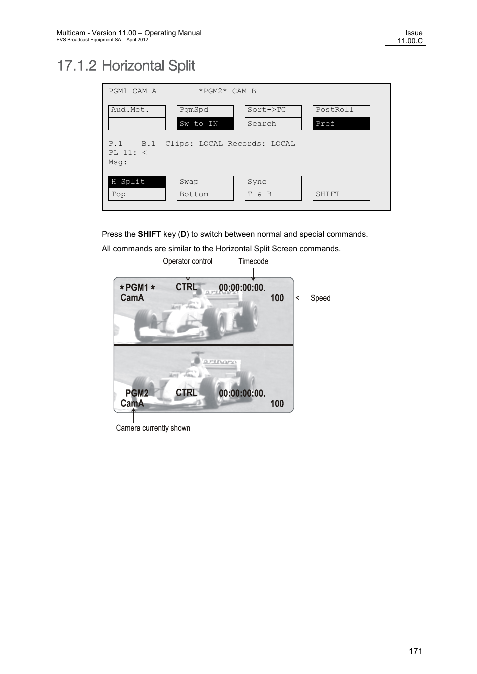 Horizontal split, 2 horizontal split | EVS MulticamLSM Version 11.00 Operating Manual User Manual | Page 181 / 199