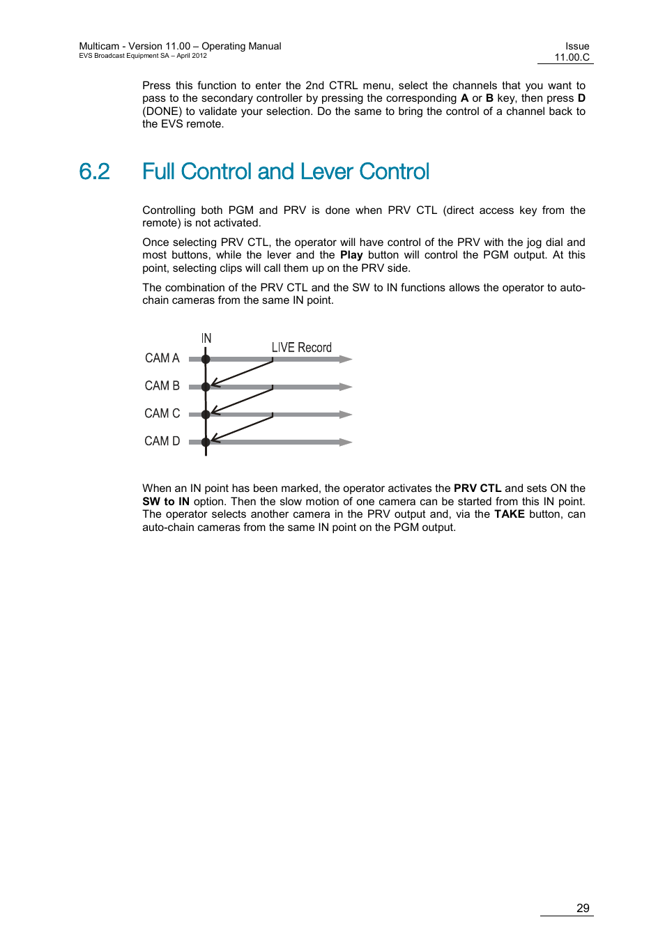 Full control and lever control, 2 full control and lever control | EVS MulticamLSM Version 11.00 Operating Manual User Manual | Page 39 / 199