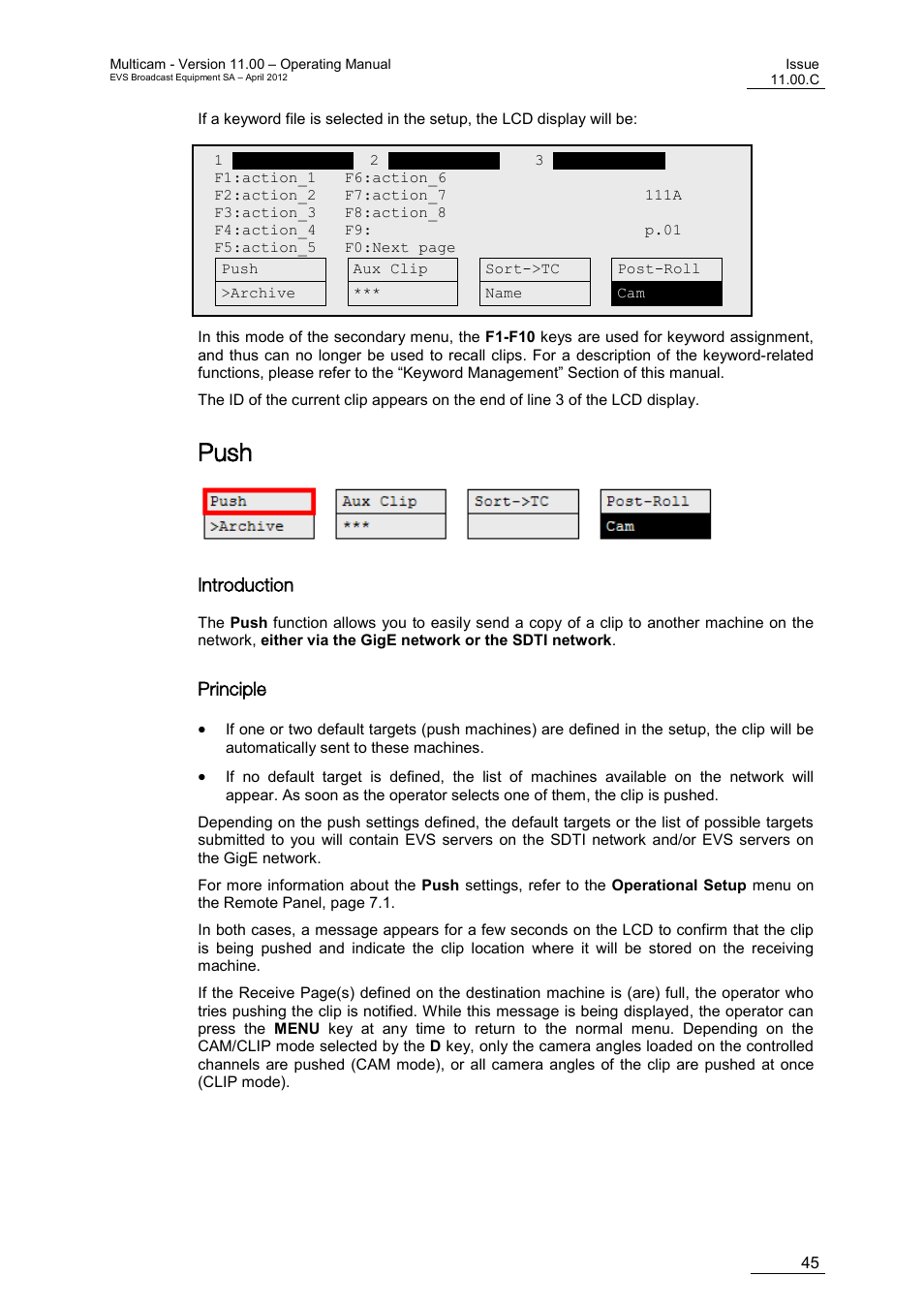 Push, Introduction, Principle | EVS MulticamLSM Version 11.00 Operating Manual User Manual | Page 55 / 199
