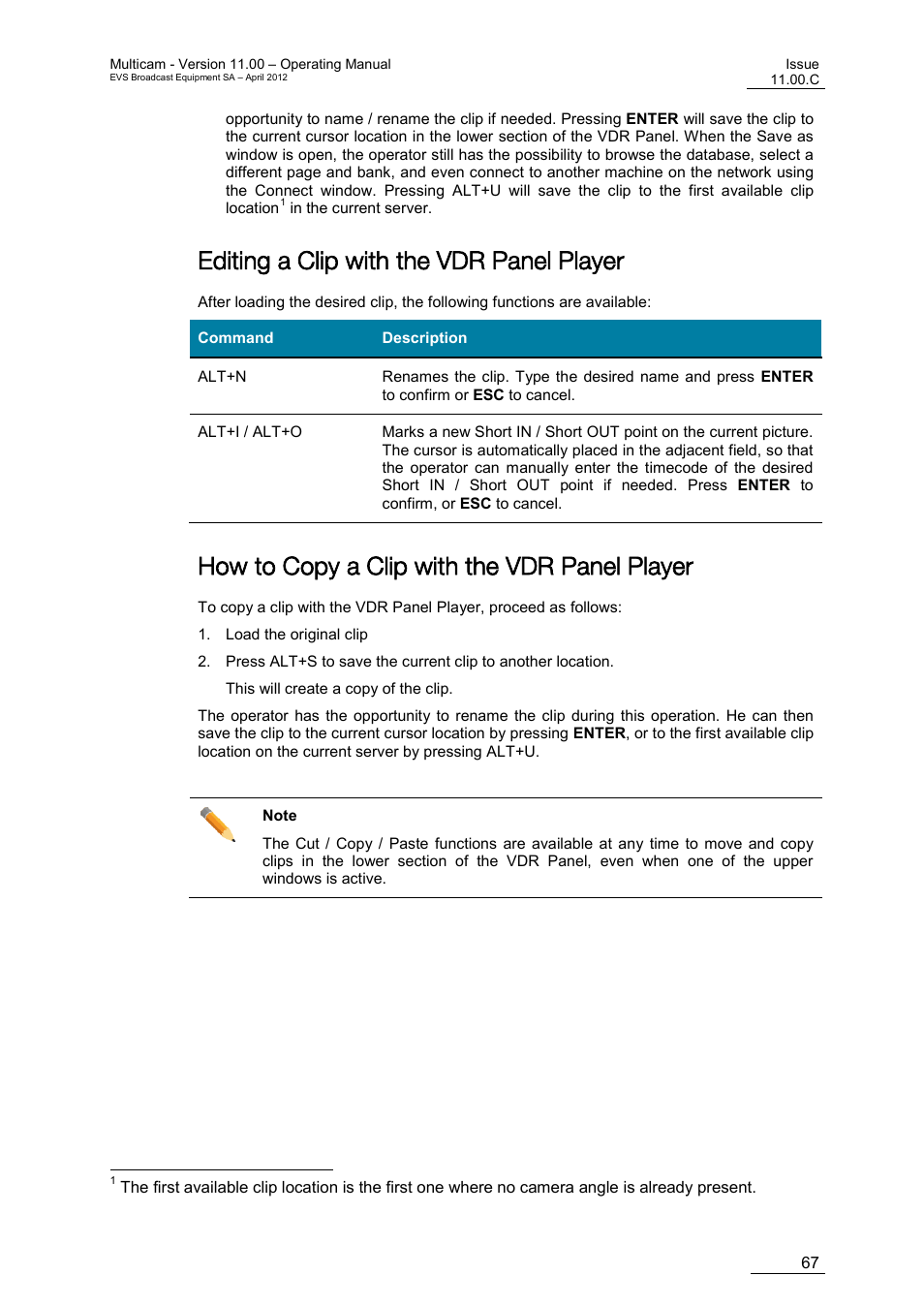 Editing a clip with the vdr panel player, How to copy a clip with the vdr panel player | EVS MulticamLSM Version 11.00 Operating Manual User Manual | Page 77 / 199
