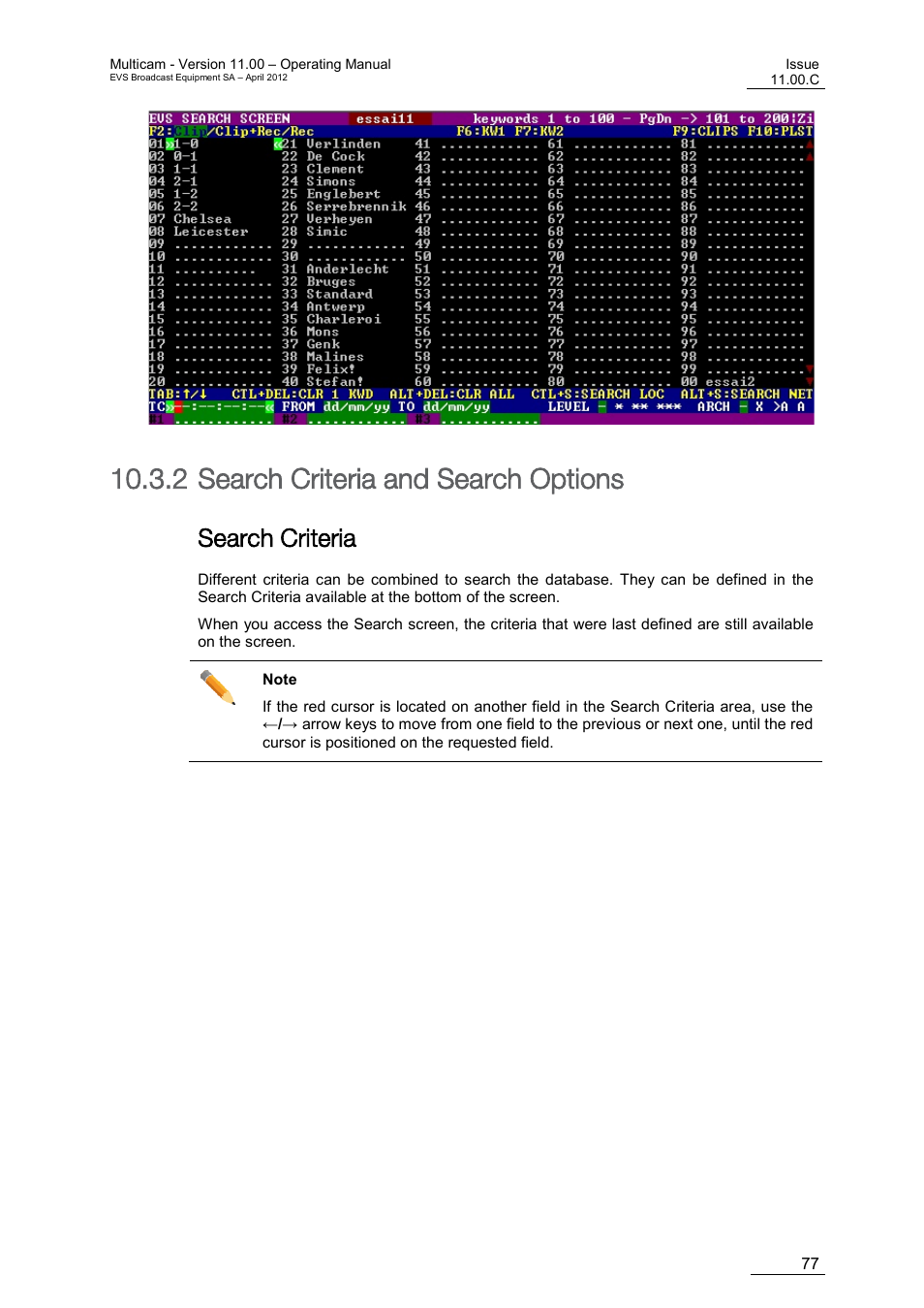 Search criteria and search options, Search criteria, 2 search criteria and search options | EVS MulticamLSM Version 11.00 Operating Manual User Manual | Page 87 / 199