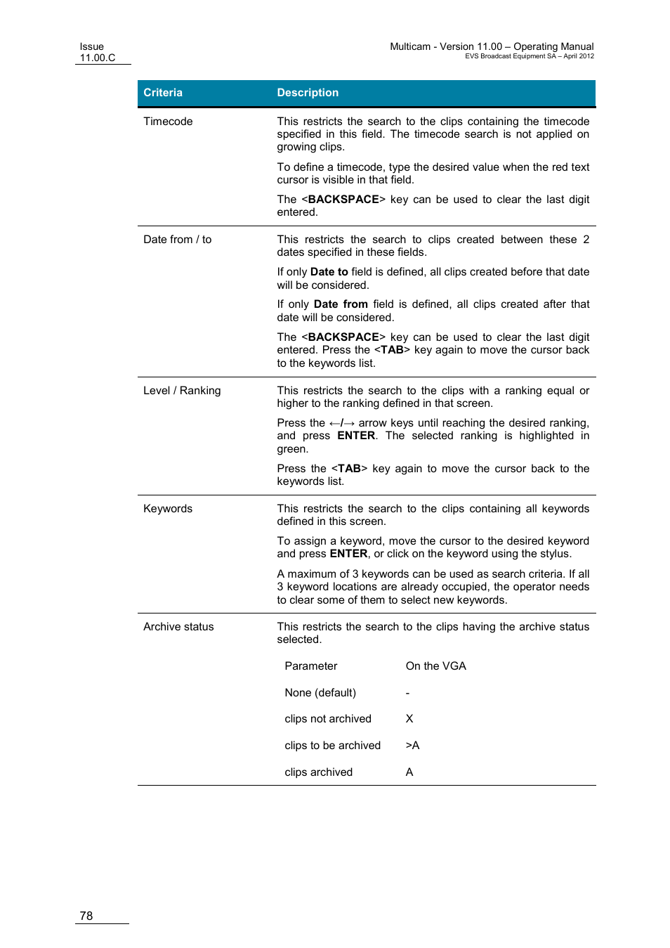 EVS MulticamLSM Version 11.00 Operating Manual User Manual | Page 88 / 199