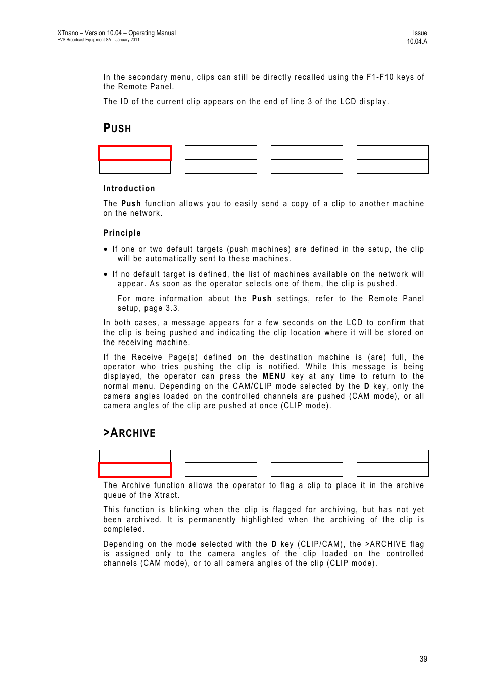 Push, Introduction, Principle | Archive | EVS XTnano Version 10.04 - January 2011 Operation Manual User Manual | Page 47 / 98
