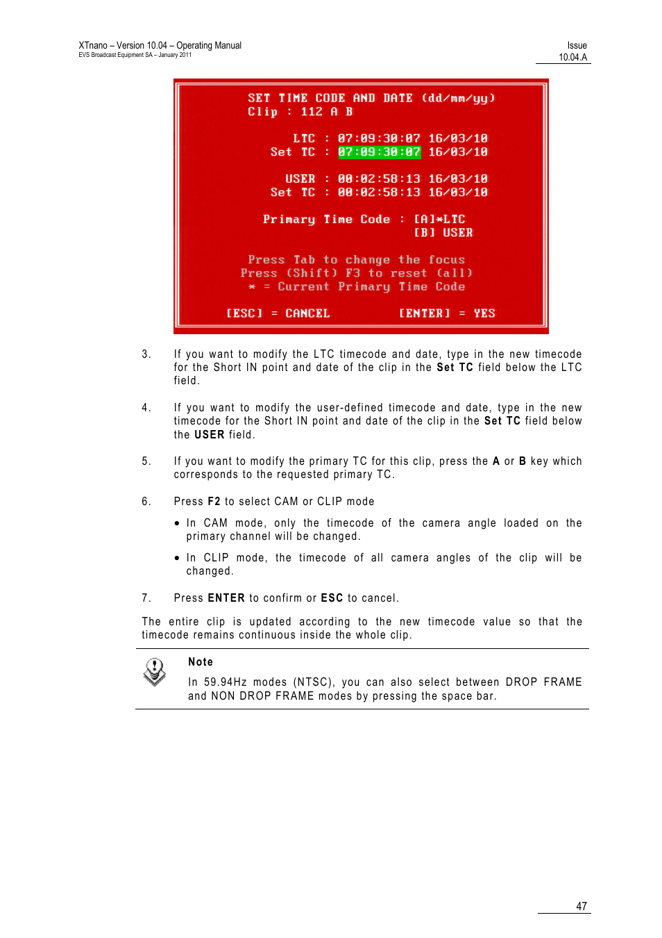 EVS XTnano Version 10.04 - January 2011 Operation Manual User Manual | Page 55 / 98