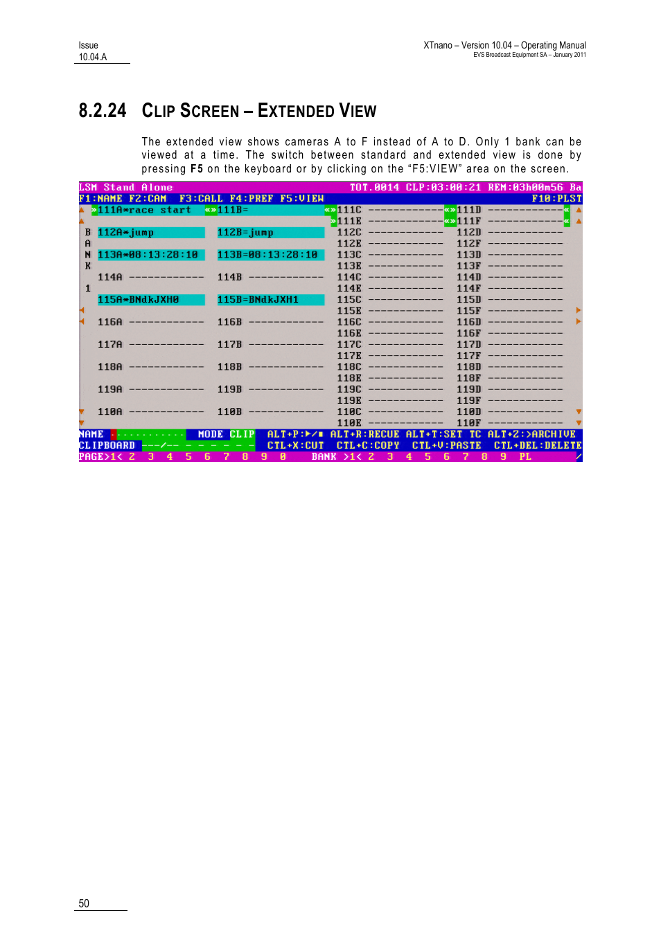 24 clip screen – extended view, 24 ‘clip screen – extended view, 24 c | EVS XTnano Version 10.04 - January 2011 Operation Manual User Manual | Page 58 / 98