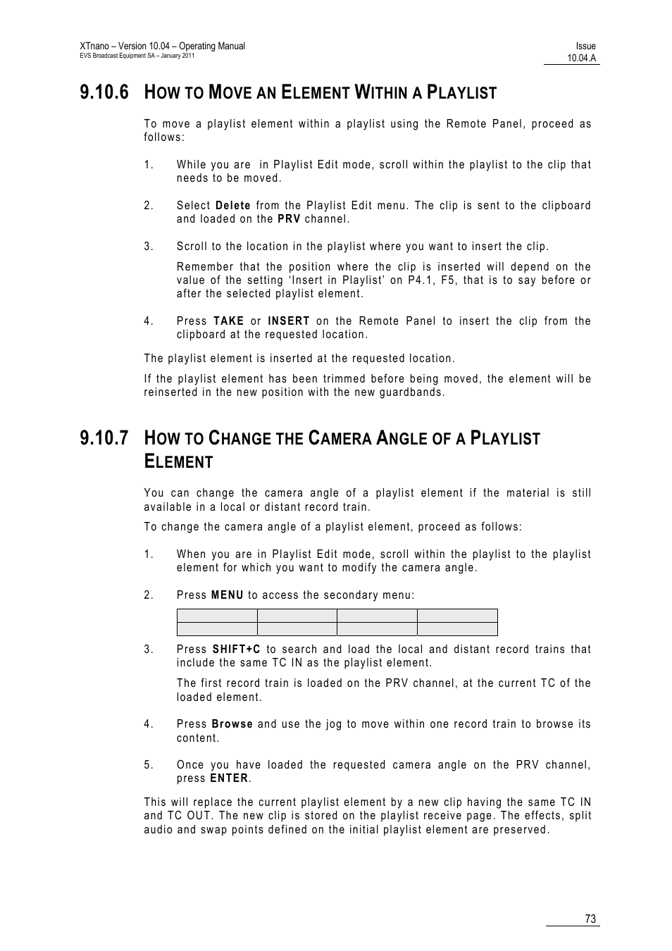 6 how to move an element within a playlist, Aylist, Ow to | Ove an, Lement, Ithin a, Laylist, Hange the, Amera, Ngle of a | EVS XTnano Version 10.04 - January 2011 Operation Manual User Manual | Page 81 / 98