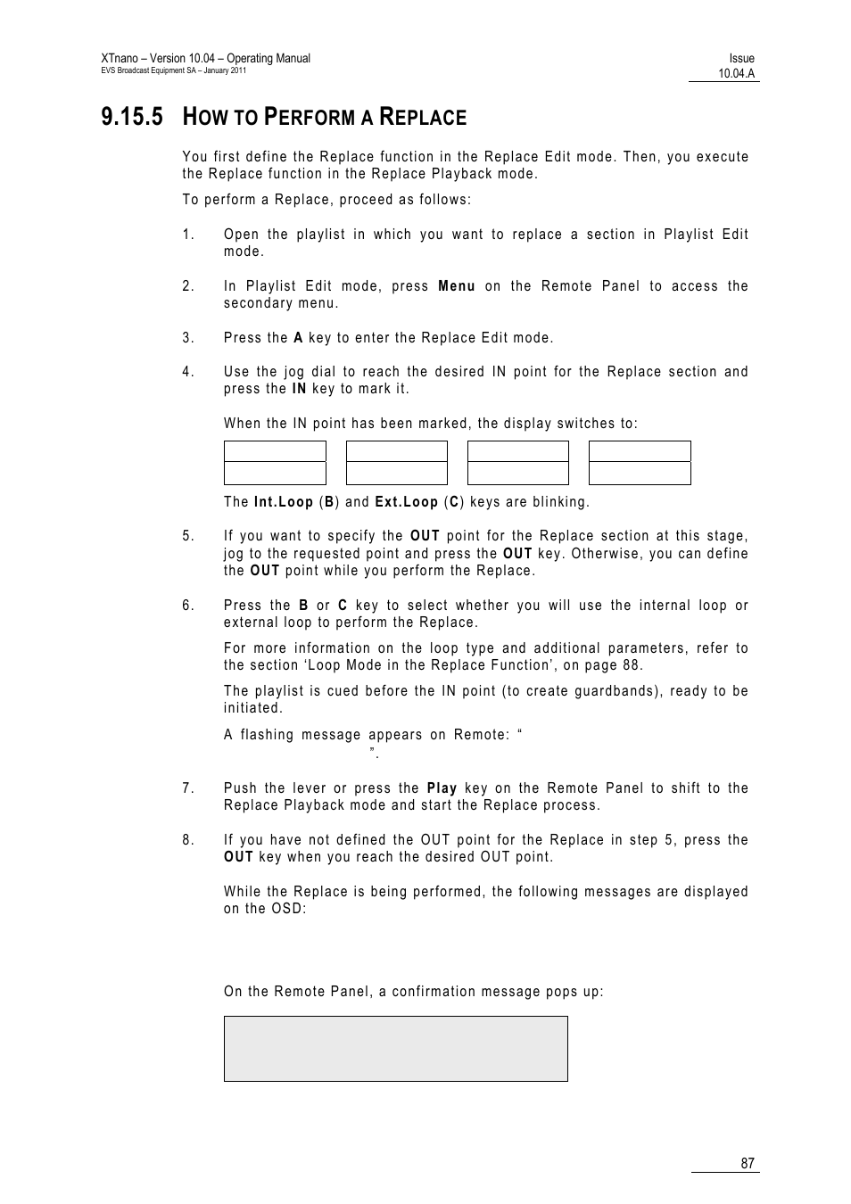 5 how to perform a replace, How to perform a replace, Ow to | Erform a, Eplace | EVS XTnano Version 10.04 - January 2011 Operation Manual User Manual | Page 95 / 98
