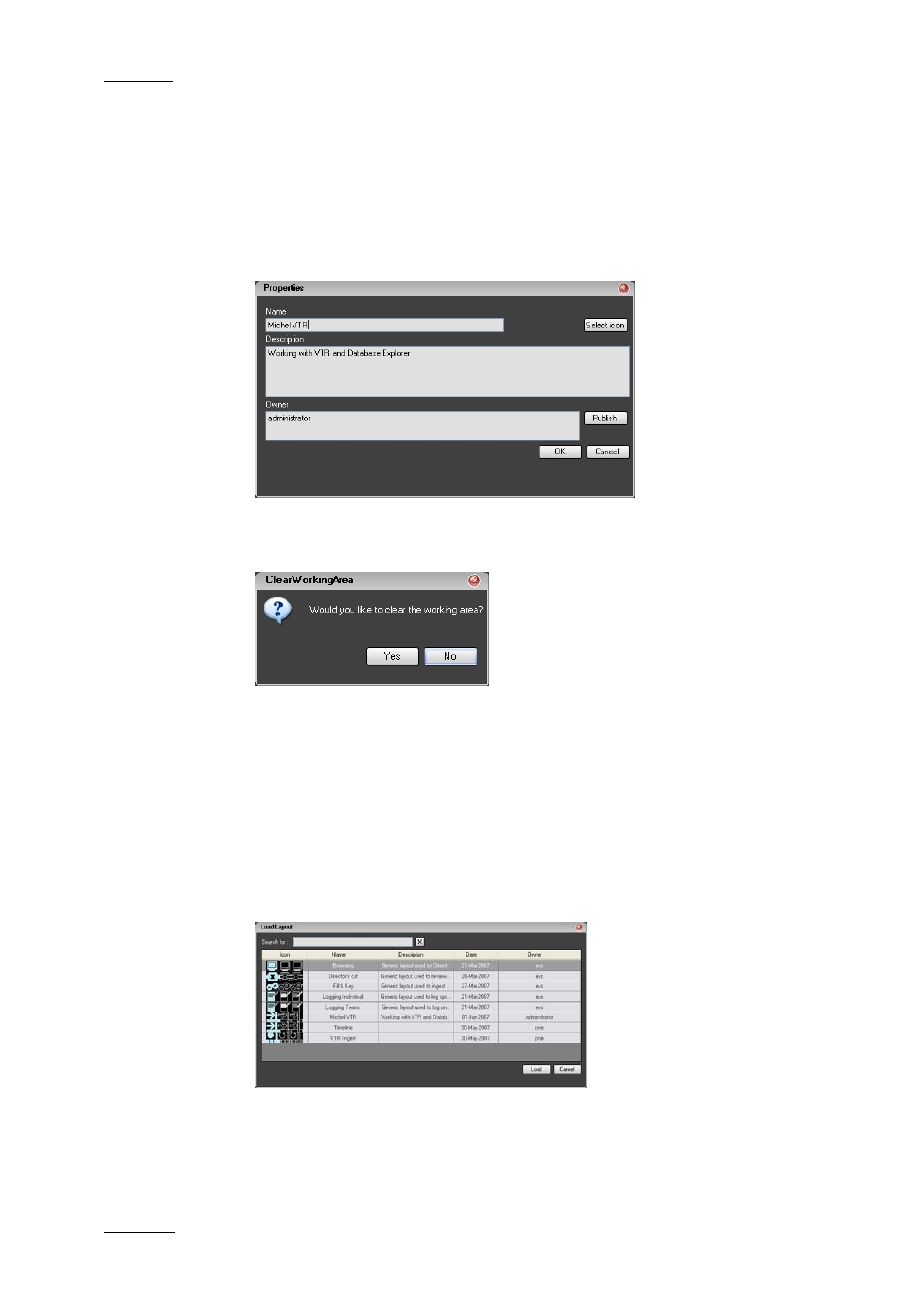 How to create a new layout, How to open an existing layout | EVS IPDirector Version 4.4 - March 2008 Part 1 User's Manual User Manual | Page 49 / 66