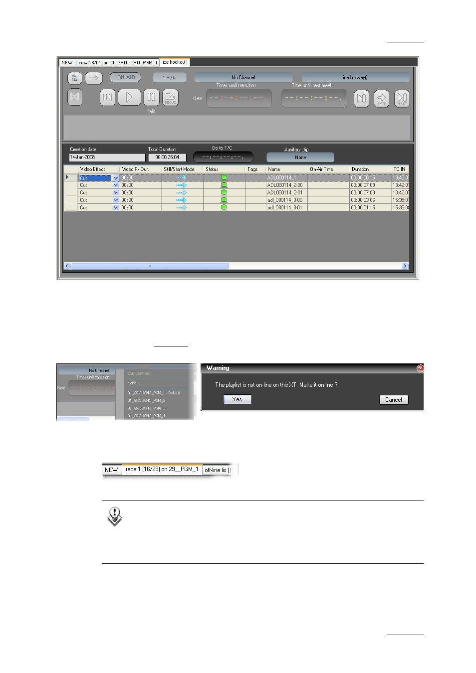 How to make a play-list on-line | EVS IPDirector Version 4.4 - March 2008 Part 3 User's Manual User Manual | Page 116 / 188