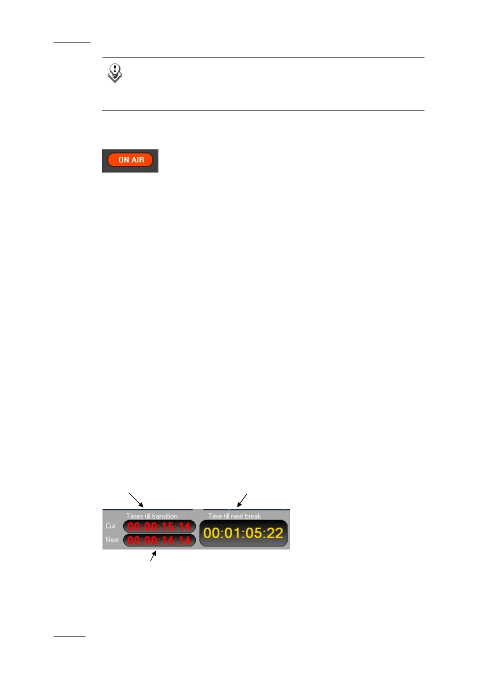 On-air, 4 on-air displays, Information display settings | Times to transition, Isplays | EVS IPDirector Version 4.4 - March 2008 Part 3 User's Manual User Manual | Page 125 / 188