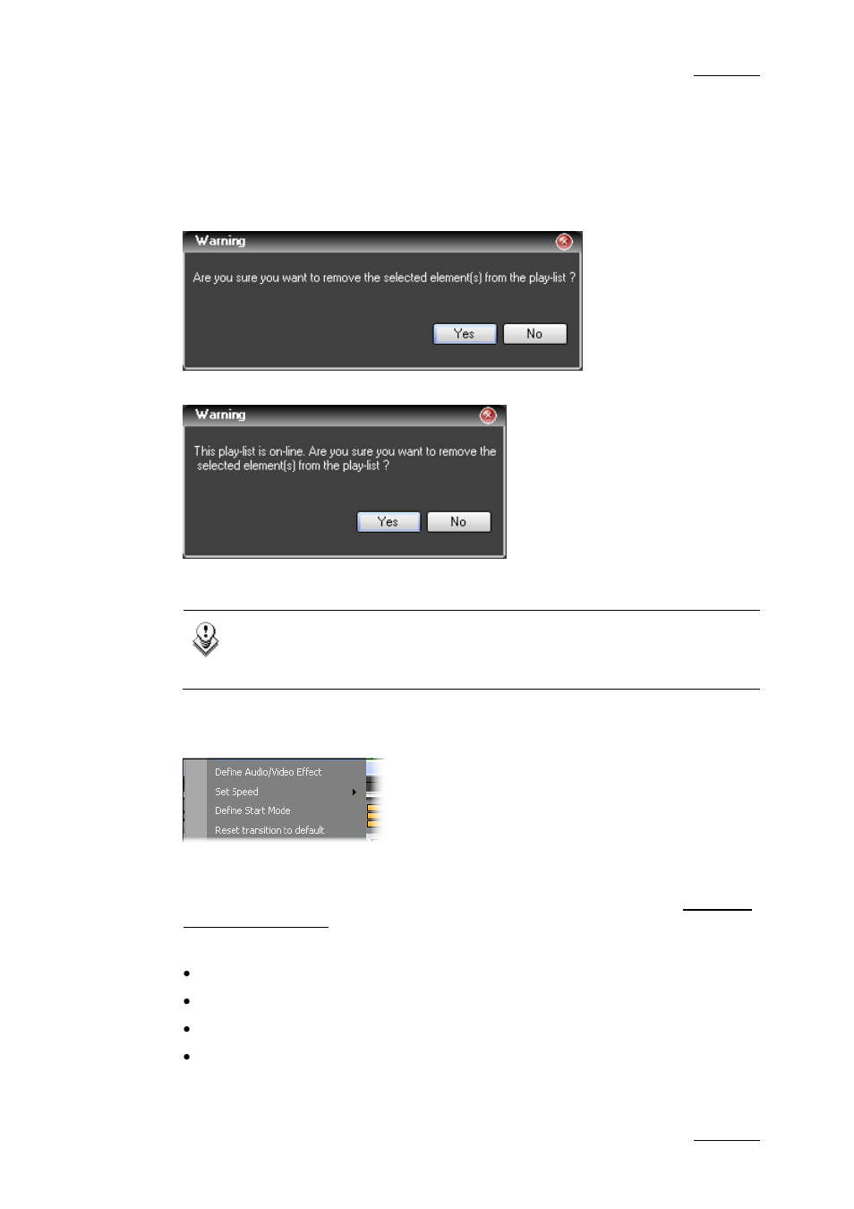 Remove element, Modify element playback parameters | EVS IPDirector Version 4.4 - March 2008 Part 3 User's Manual User Manual | Page 138 / 188