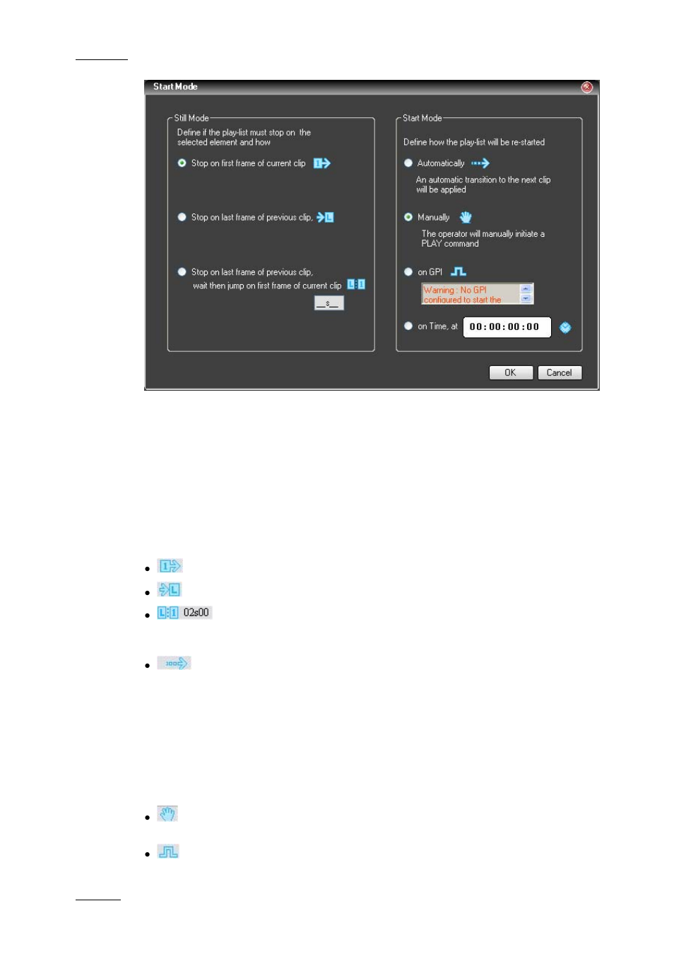 Still mode, Start mode | EVS IPDirector Version 4.4 - March 2008 Part 3 User's Manual User Manual | Page 141 / 188