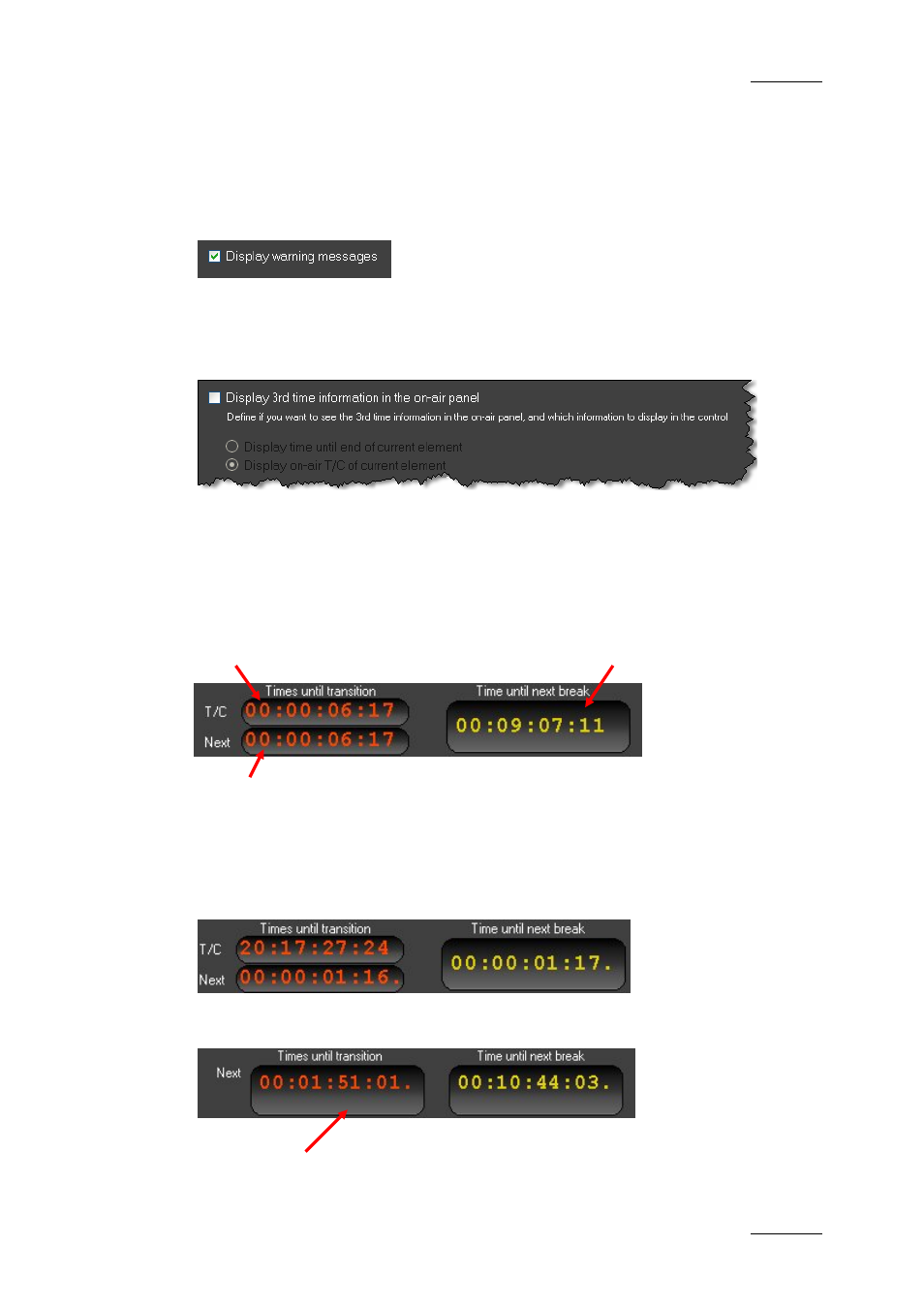 Display warning messages, Display 3rd time information in the on-air panel | EVS IPDirector Version 4.4 - March 2008 Part 3 User's Manual User Manual | Page 168 / 188